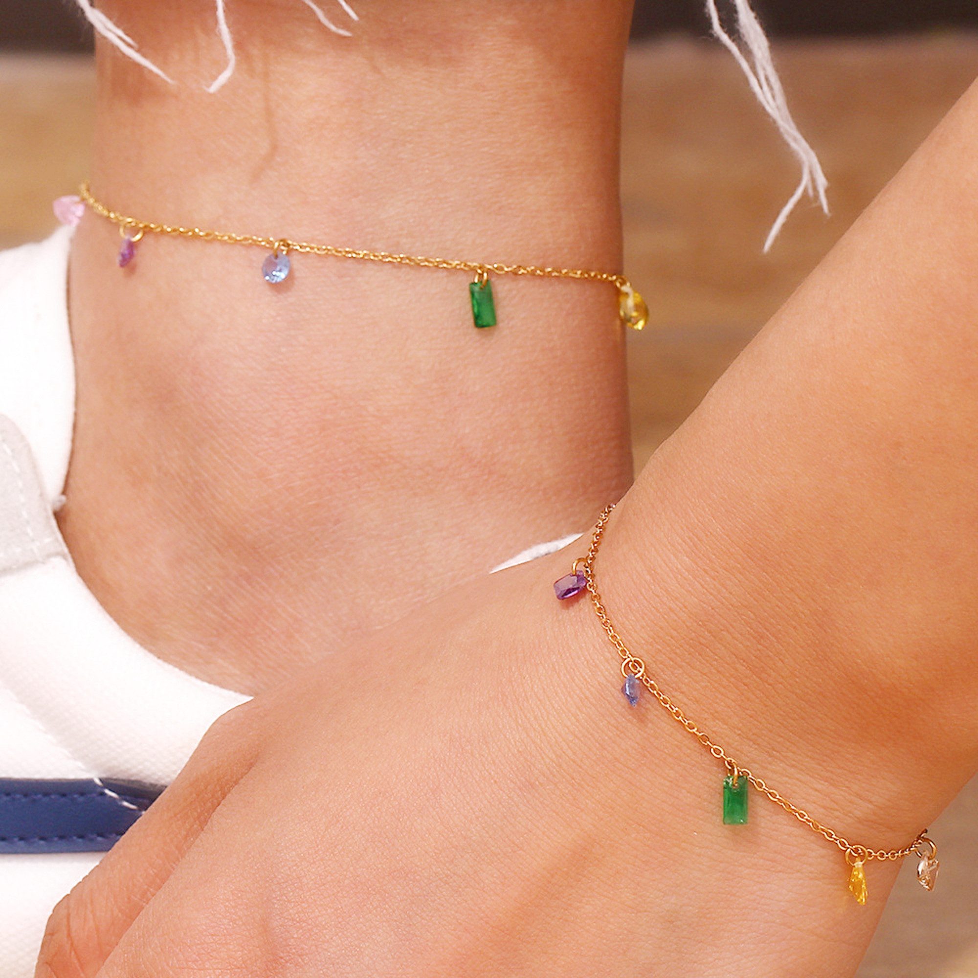 KARMA Schmuckset Fußkettchen & Armband Schmuckset Gold Kristalle Edelstahl günstig online kaufen