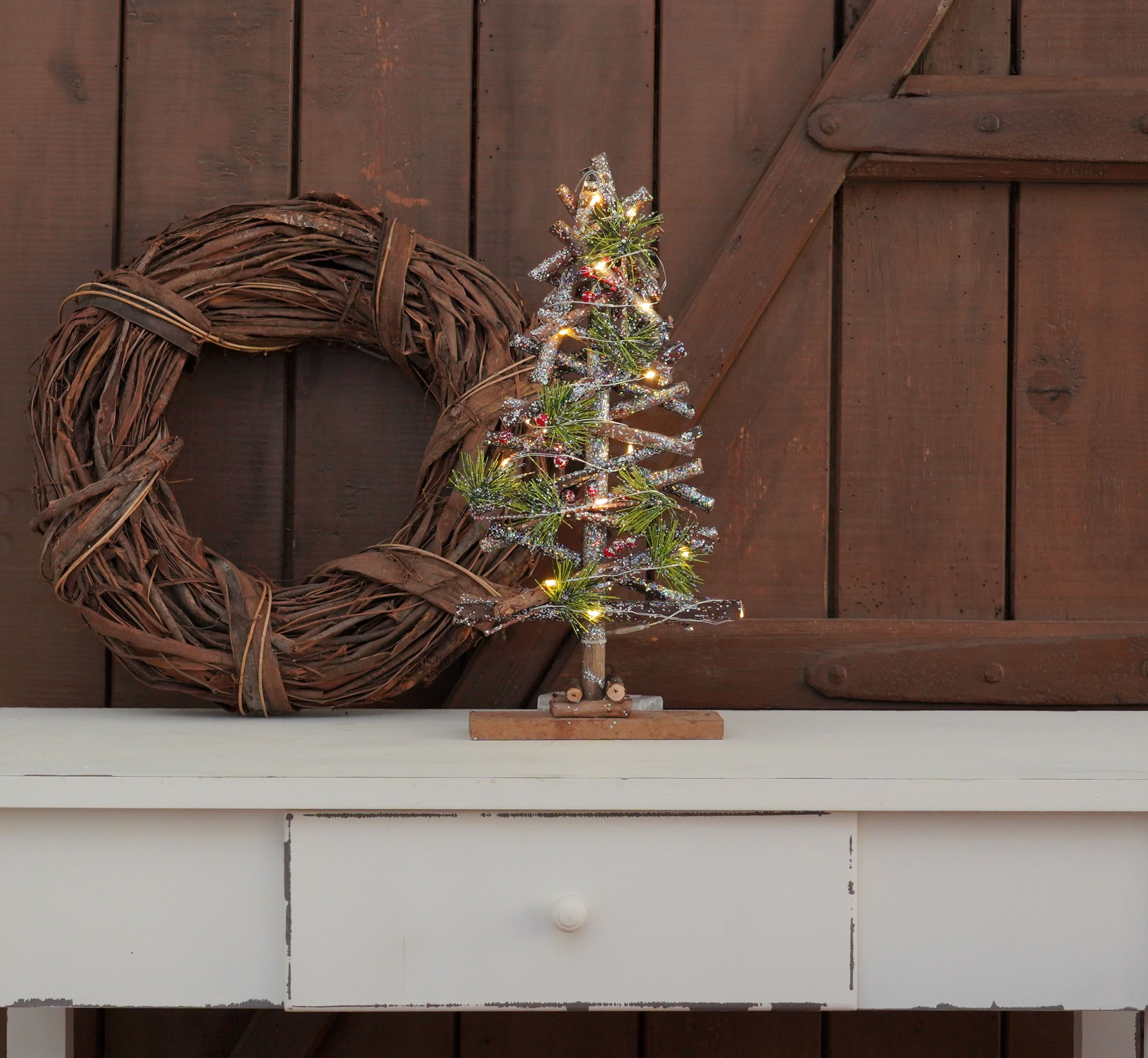 Spetebo Dekobaum Deko Tannenbaum mit 15 warmweißen LEDs (Stück, 1 St., Bele günstig online kaufen