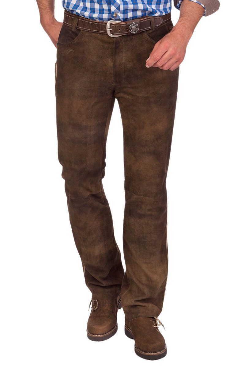 Trachtenlederhose Lederhose lang - TRAUNREUT - schiefer