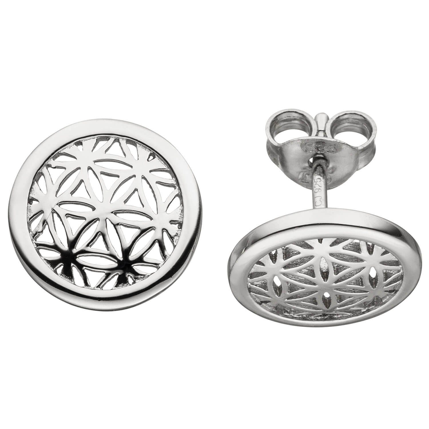 Schmuck Krone Paar Ohrstecker Ohrstecker Lebensblume, 925 Silber, Ø 11,3mm, günstig online kaufen