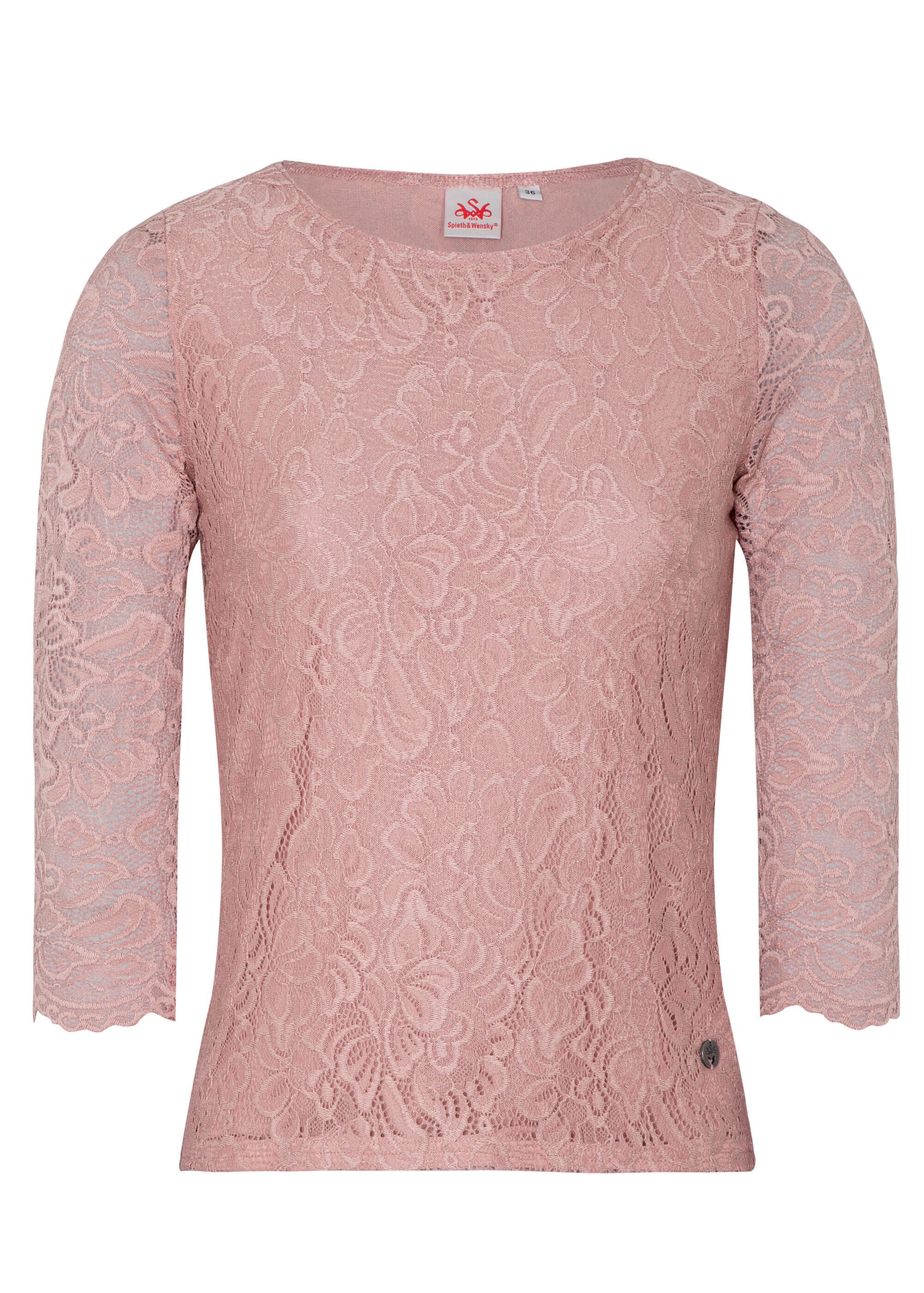 Spieth & Wensky Trachtenbluse Alheim Rundhals Ausschnitt