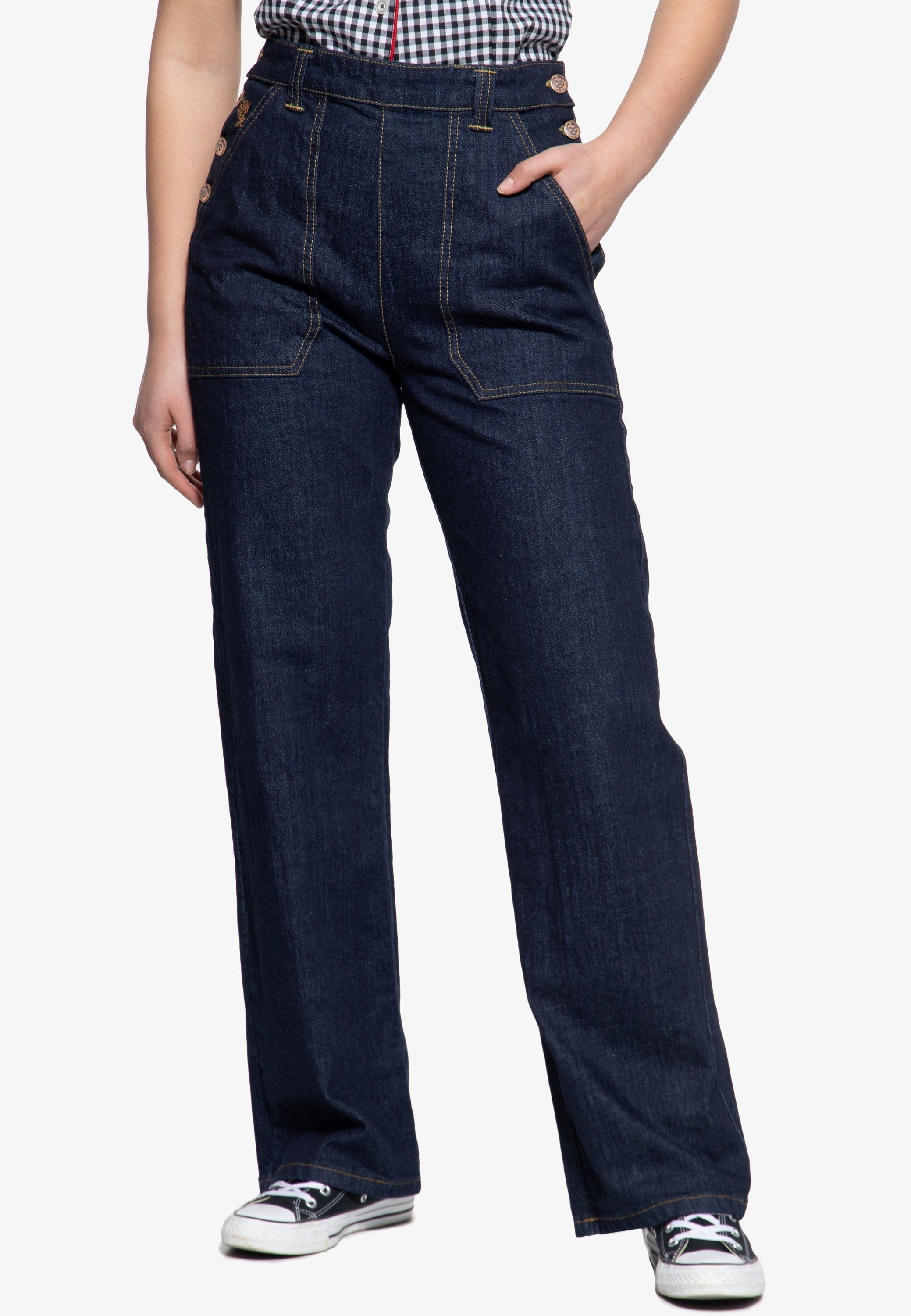 QueenKerosin Straight-Jeans im Vintage High Waist Fit