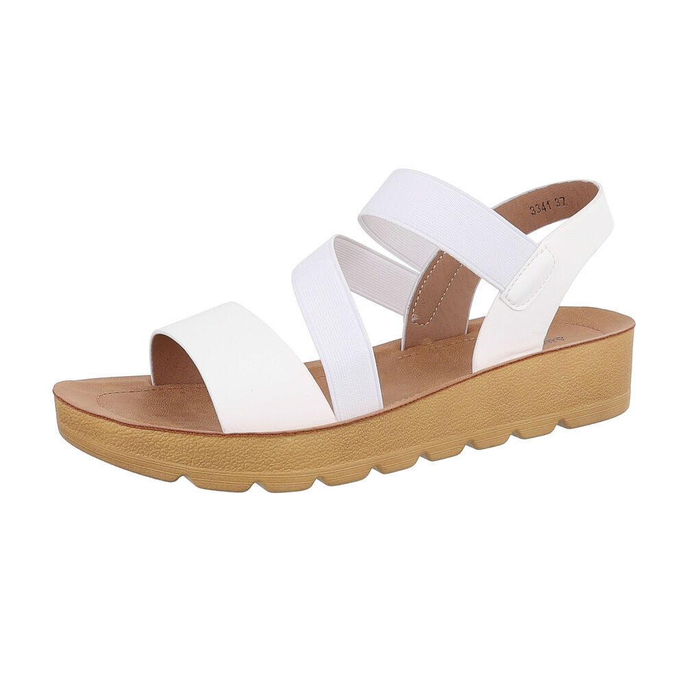 Ital-Design Damen Freizeit Riemchensandalette (86345225) Keilabsatz/Wedge Keilsandaletten in Weiß