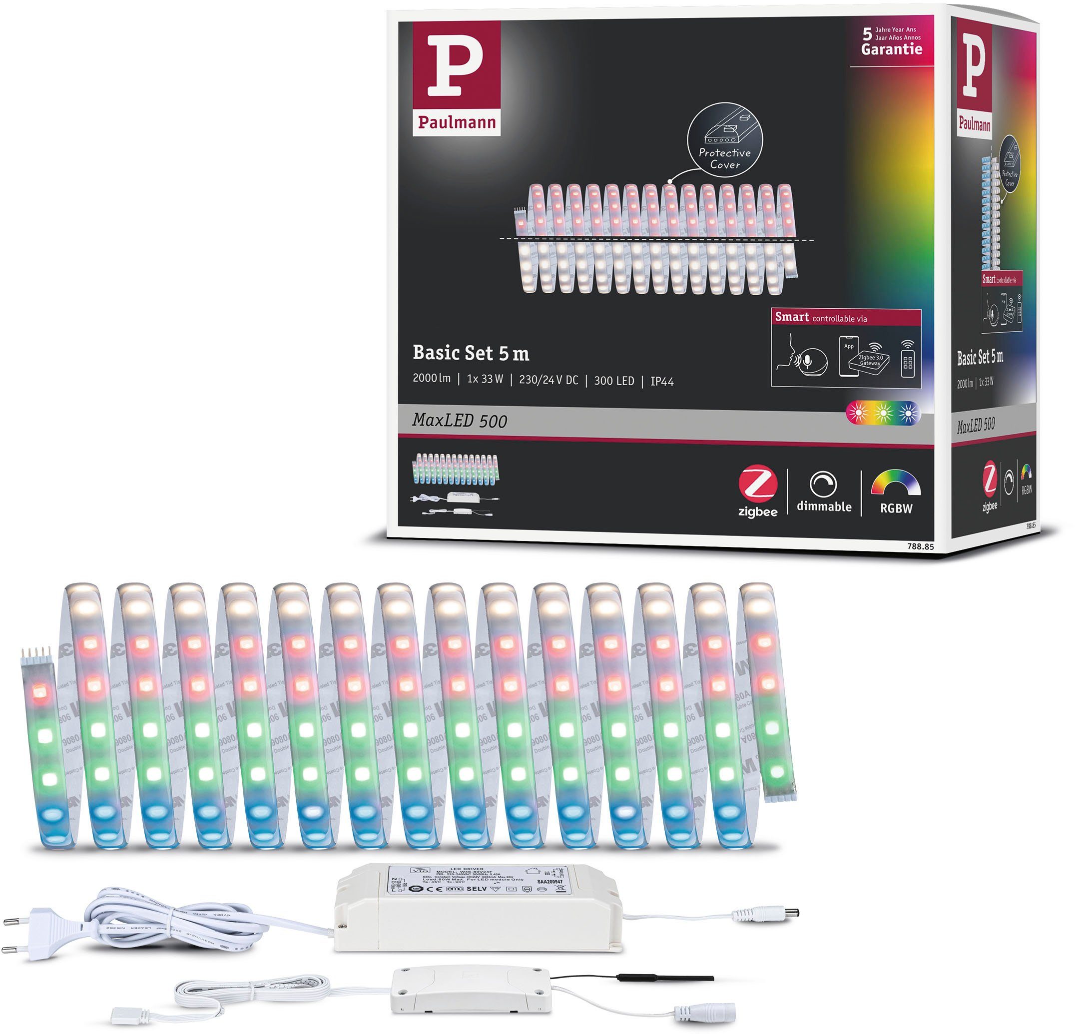 LED-Streifen MaxLED 500 RGBW Smart Home Zigbee 5m IP44 33W 2000lm beschichtet