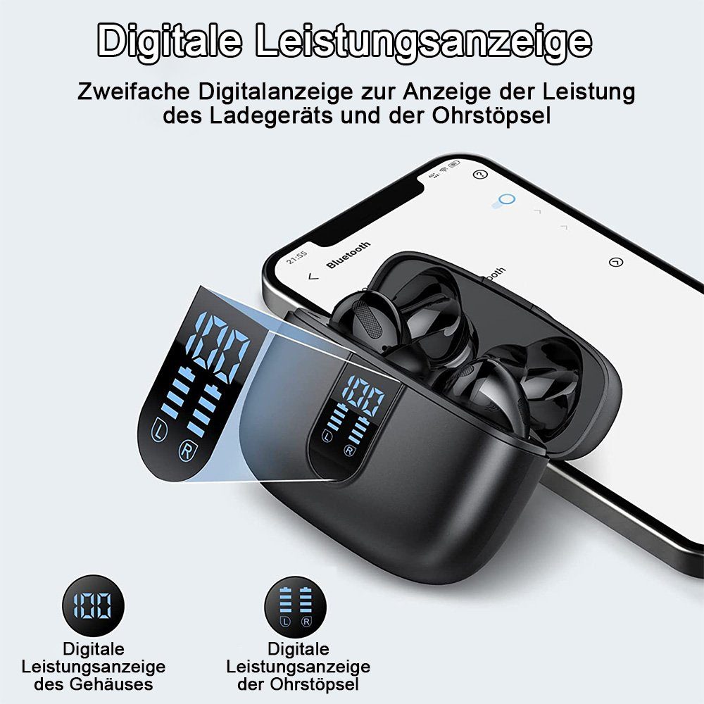 Bluetooth Ear, Schwarz Kopfhörer zggzerg in Bluetooth-Kopfhörer Mic Eingebautes Deep Bass 5.1 Kopfhörer