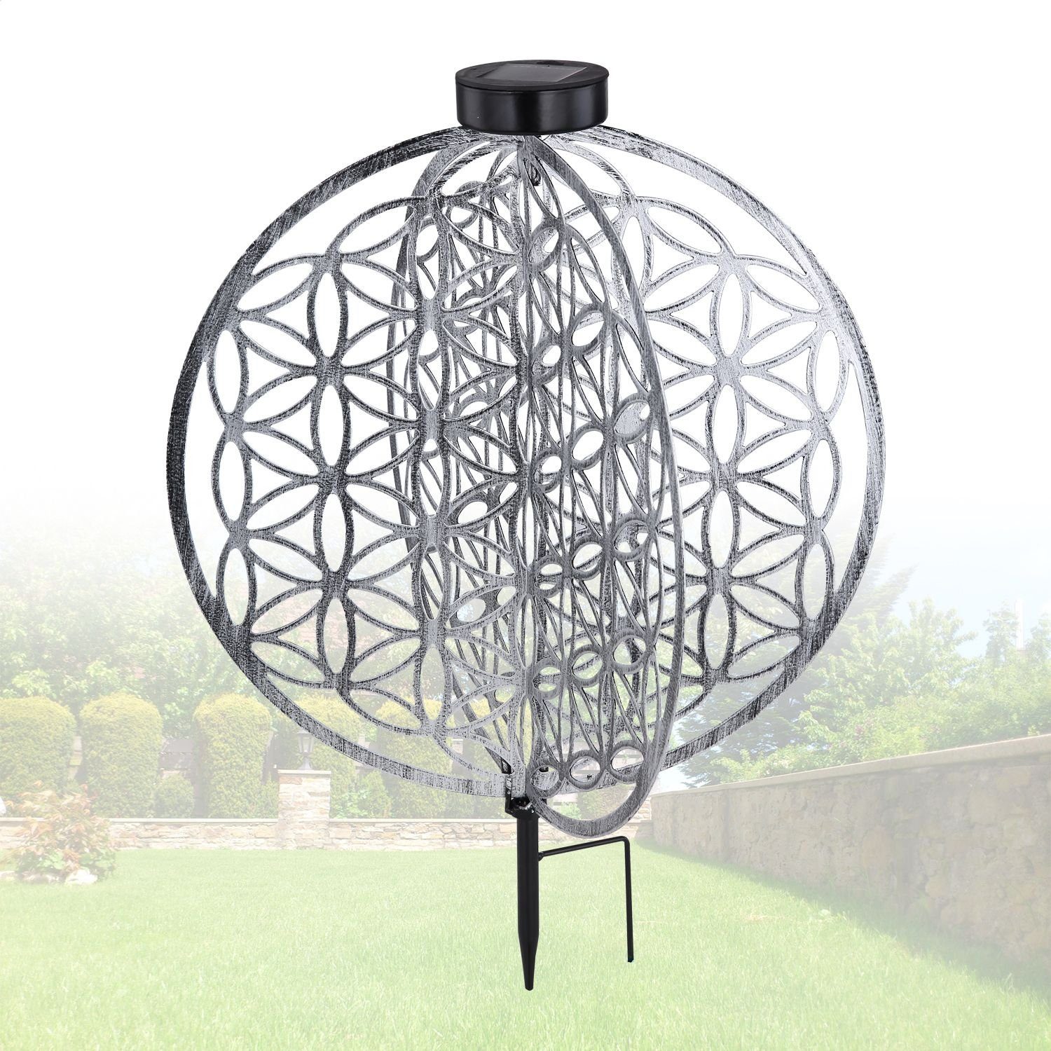 bmf-versand LED Solarleuchte Solarleuchte Garten Scheibe Rund Solarlampe Außen Leuchte Solar mit, Gartenbeleuchtung, Außenlampe, LED fest integriert, warmweiß, Dekoleuchte