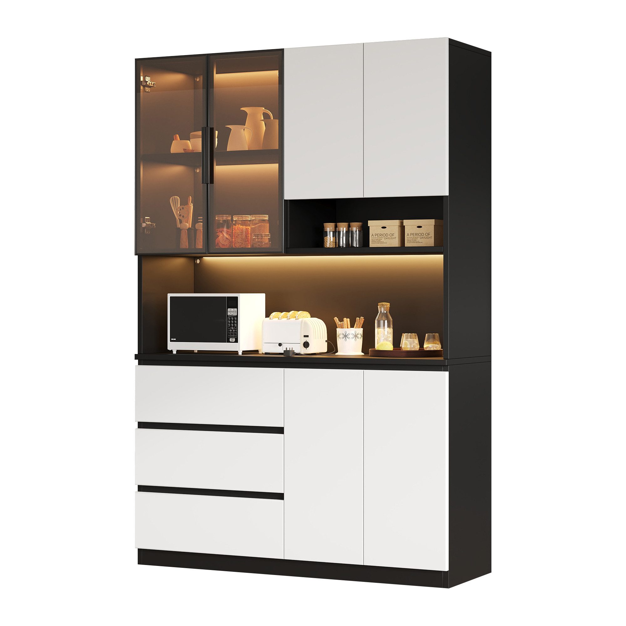 i@home Hochschrank Küchenschränke, Küchenvitrinen mit LED-Beleuchtung Multi günstig online kaufen