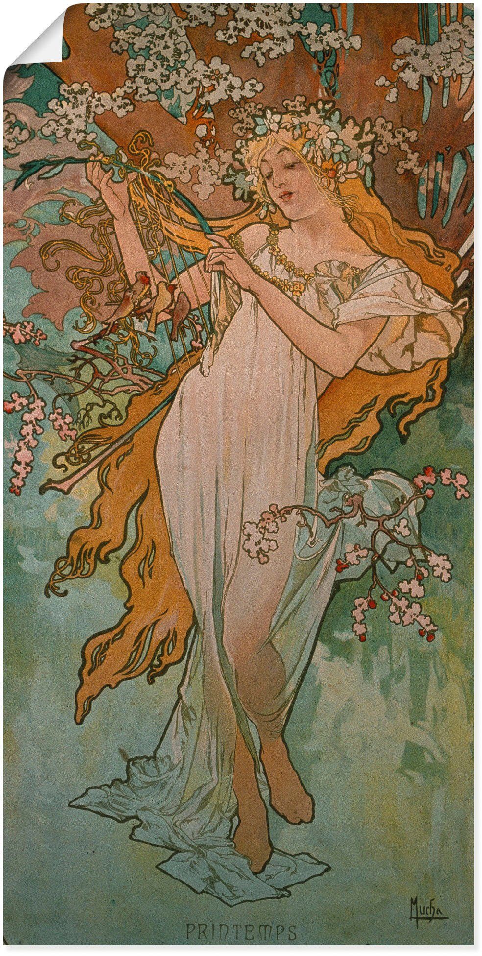 Artland Frau oder (1 versch. Alubild, als Frühling. Poster Jahreszeiten: in Leinwandbild, 1896., St), Wandaufkleber Wandbild Größen