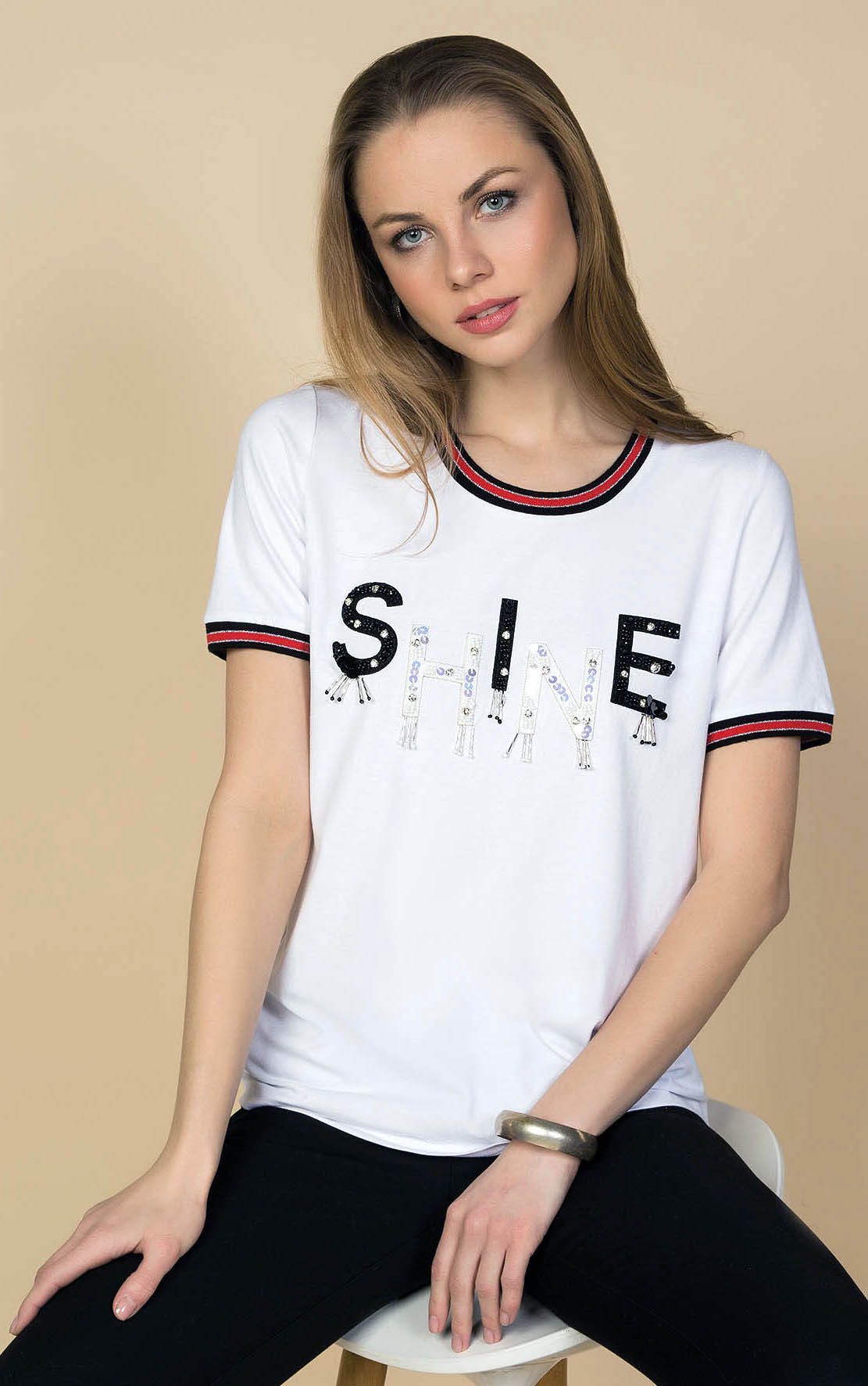 Passioni T-Shirt Print Shirt in Weiß, günstig online kaufen