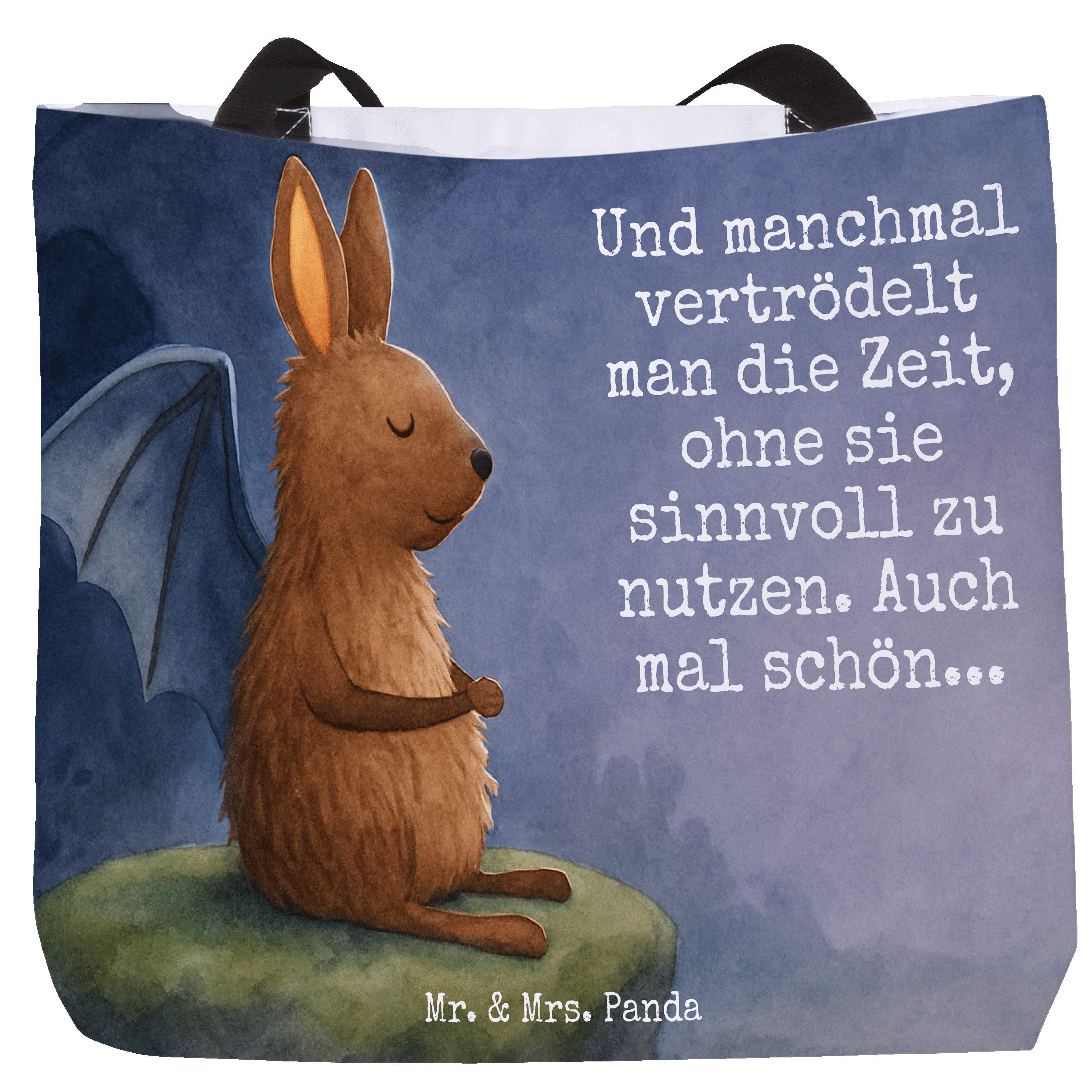 Shopper Fledermaus Sitzen Design, Reisetasche, Weiß, Lustige Sprüche, Reiseta