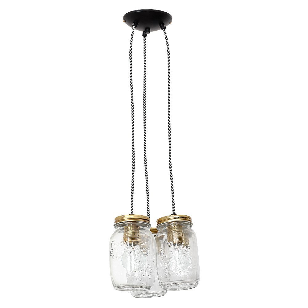 Leuchtmittel, Licht-Erlebnisse Pendelleuchte Glas JARS, Hängeleuchte in Vintage Hängelampe Messing Schirme ohne
