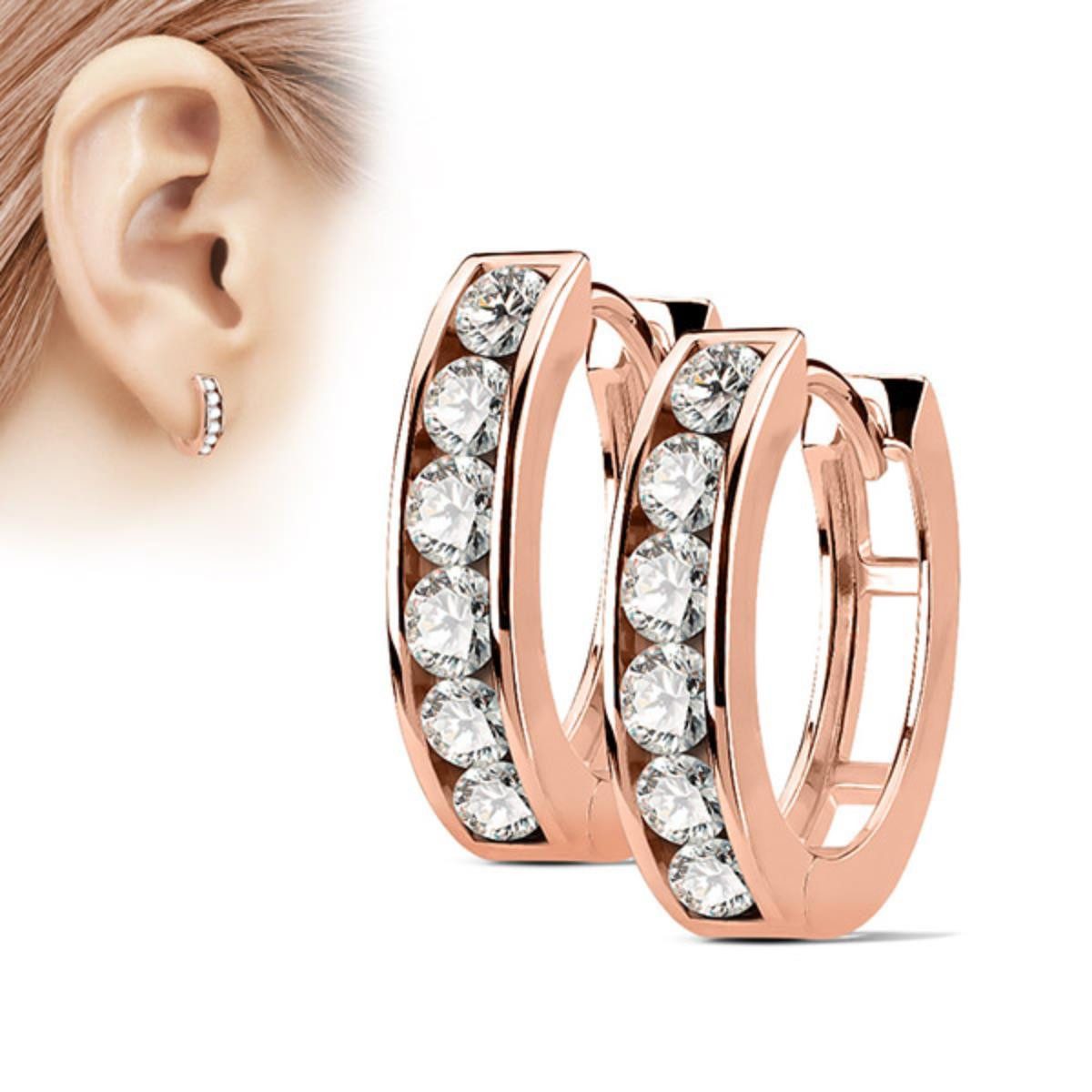Order & Smile Schmuck Klappcreolen Zirkonia günstig online kaufen