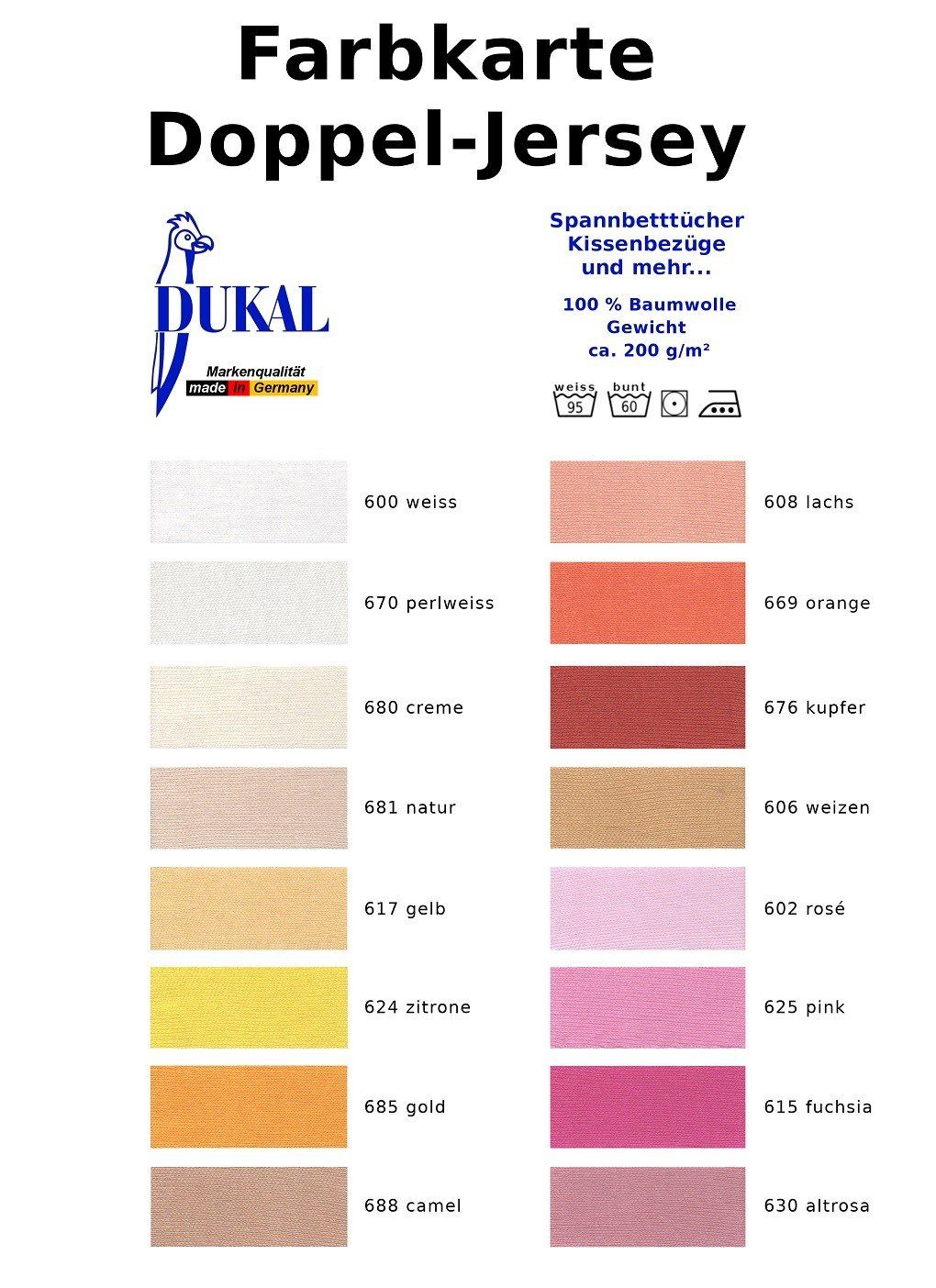 Farben, (1 Keilkissen für Doppel-Jersey, 40 mit Wasserbett, in DUKAL Stück), Germany Kissenbezüge aus hochwertigem Klettverschluss, Apricot Made