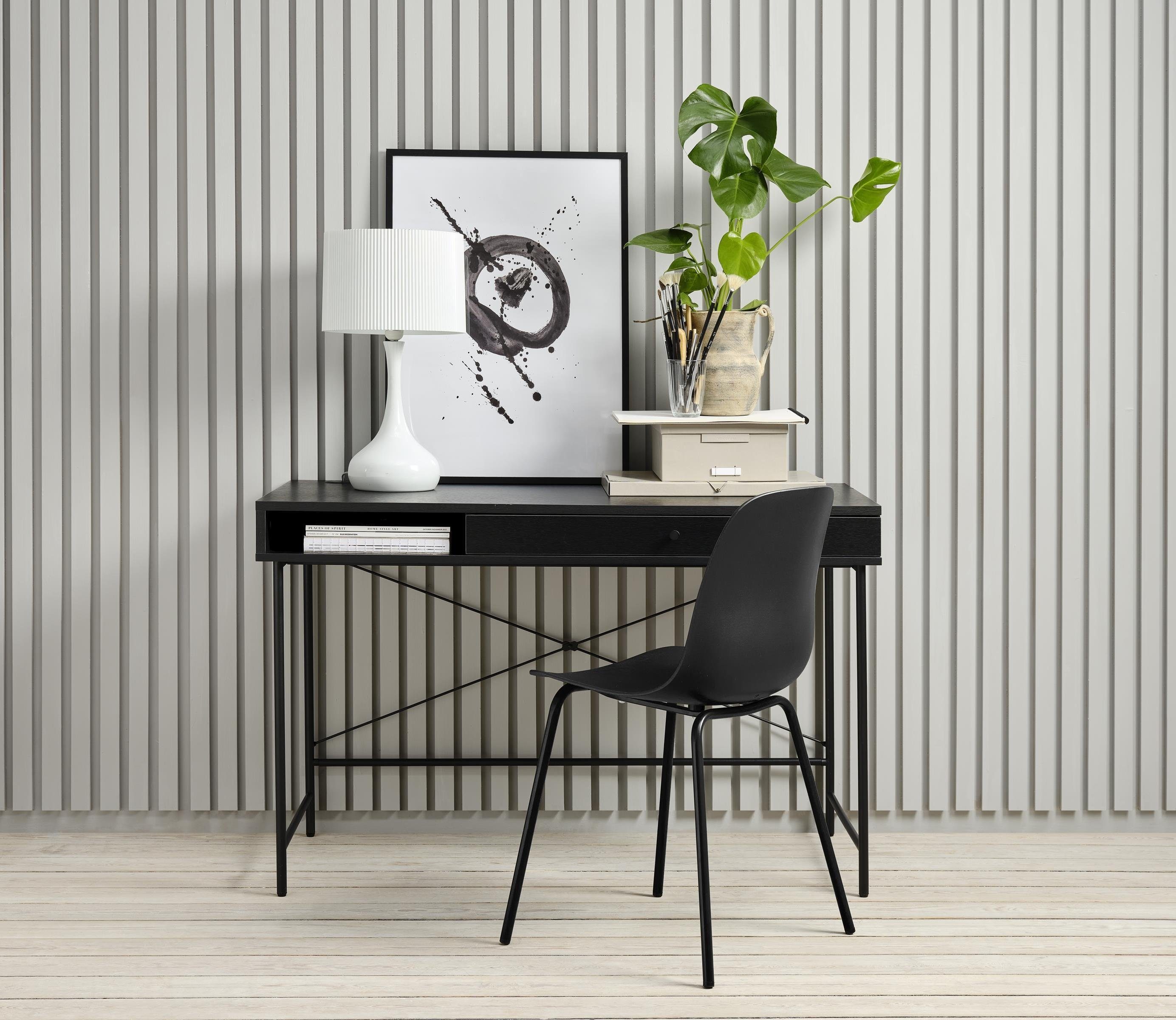 möbelando Schreibtisch PENSACOLA (B/H/T: 120x76x60 cm), aus Eiche-Nachbildung in schwarz