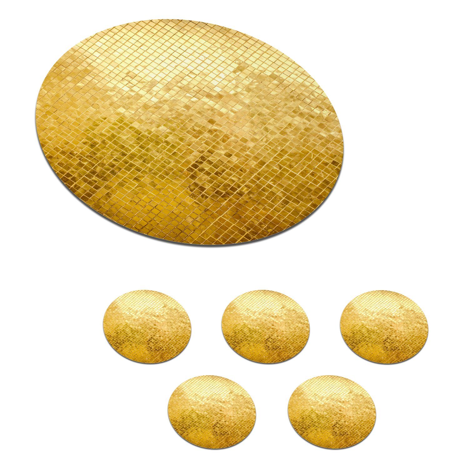 MuchoWow Glasuntersetzer Gold - Design - Abstrakt, Zubehör für Gläser, 6-tlg., Подставки для напитков, Rund, Tassenuntersetzer Kork, 10x10 cm