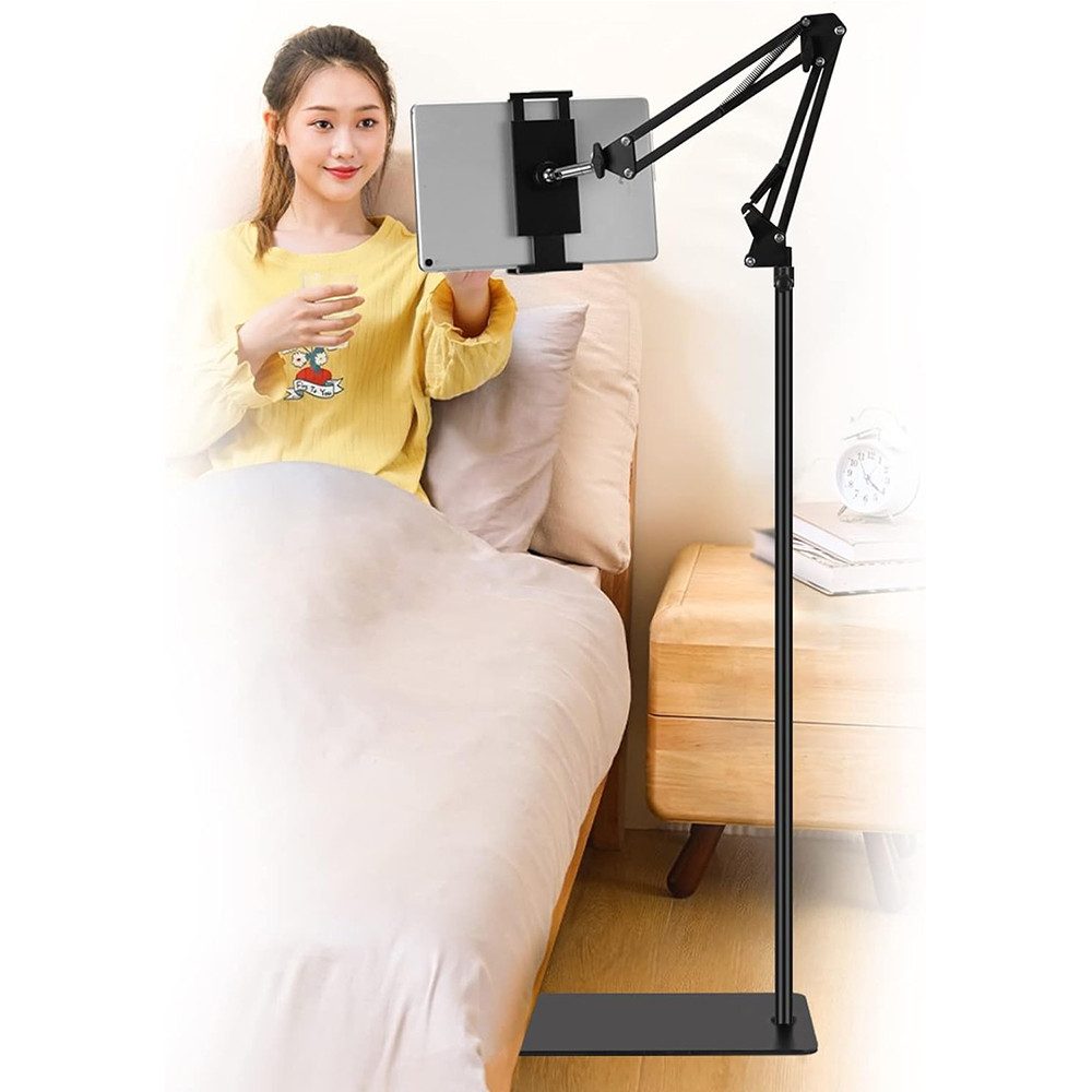 TUWENA Tablet-Ständer Tablet Bodenständer, 360° Drehbar Tablet Halterung mit Heavy Duty Base, (Für iPad, Tablets, Telefone oder Andere Geräte mit 4 bis 12.9 Zoll)