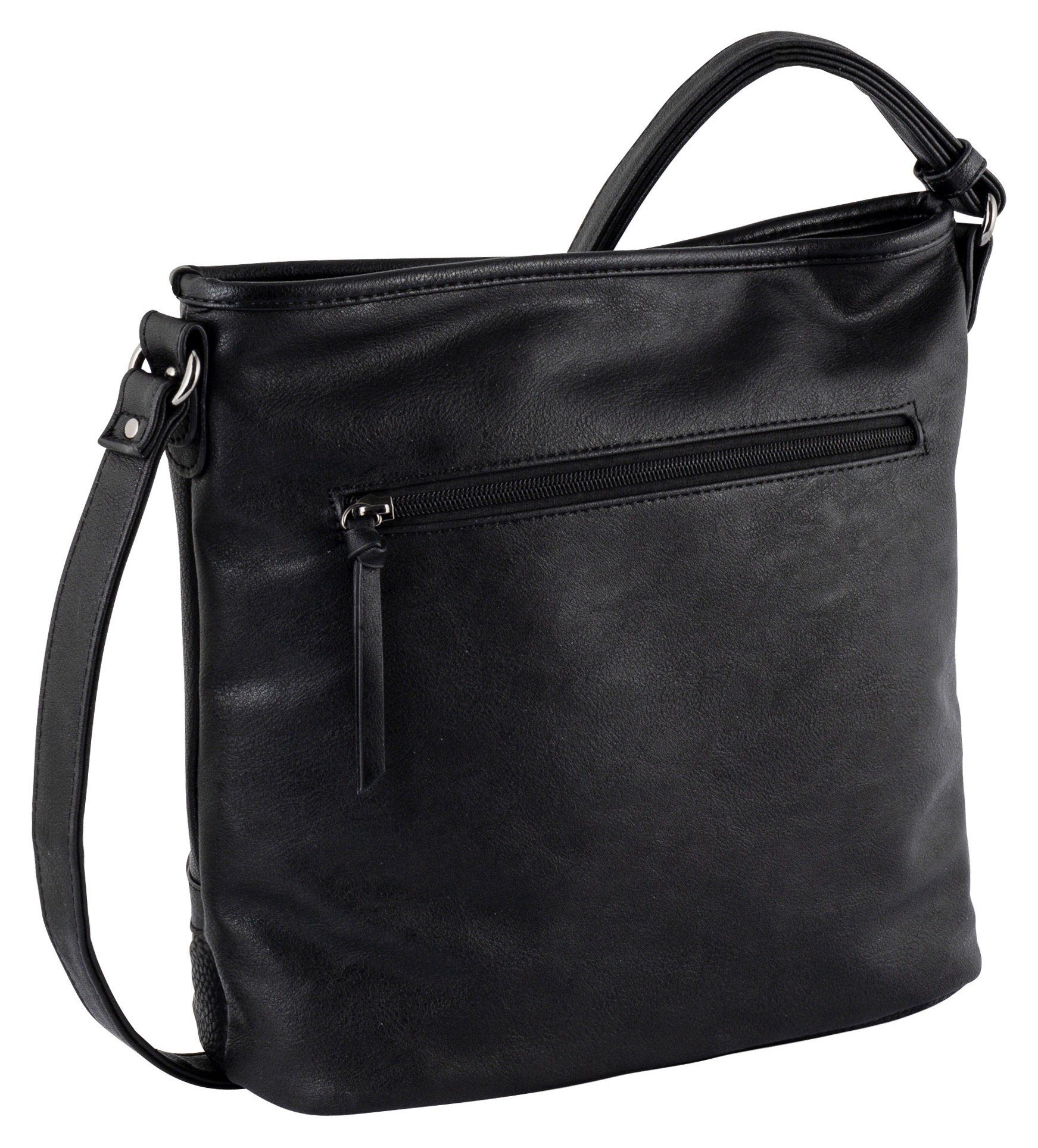 TOM TAILOR Hobo Juna, aus soft genarbtem ledrigen Material mit glänzenden Metall-Accessoires