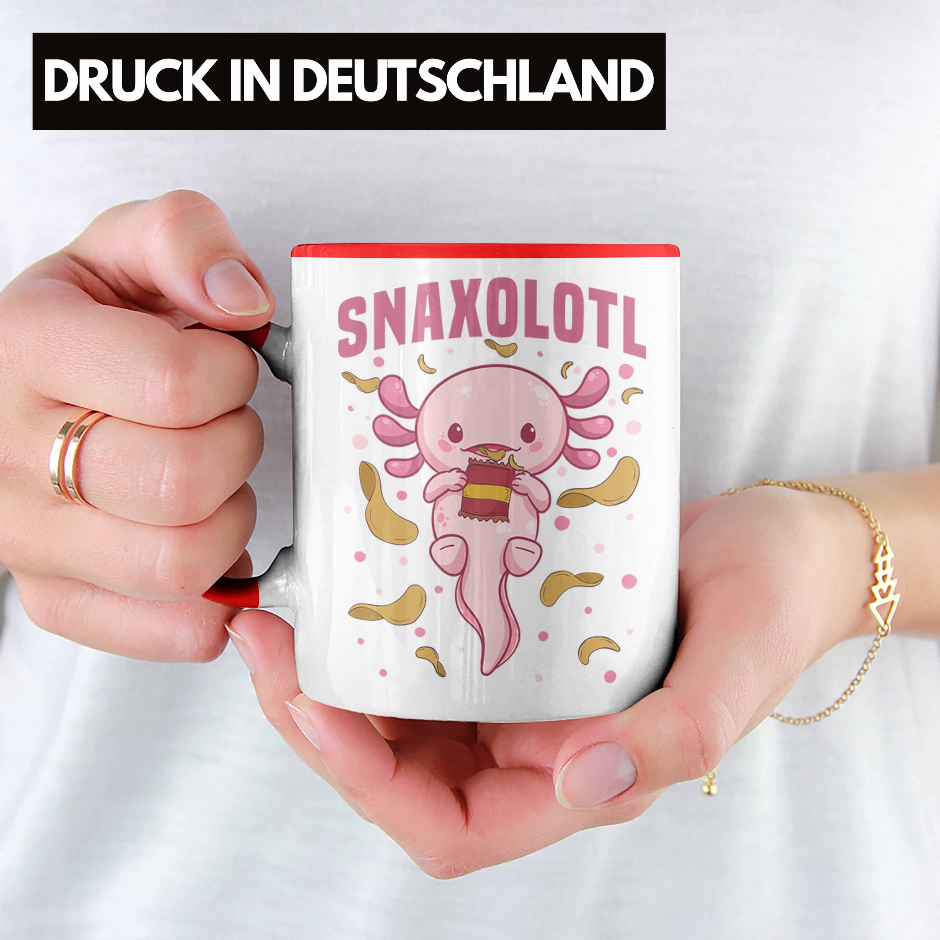 Tasse - Trendation Schwanzlurch-Liebhaber für Snaxolotl Tasse Rot Geschenk Axolotl Trendation