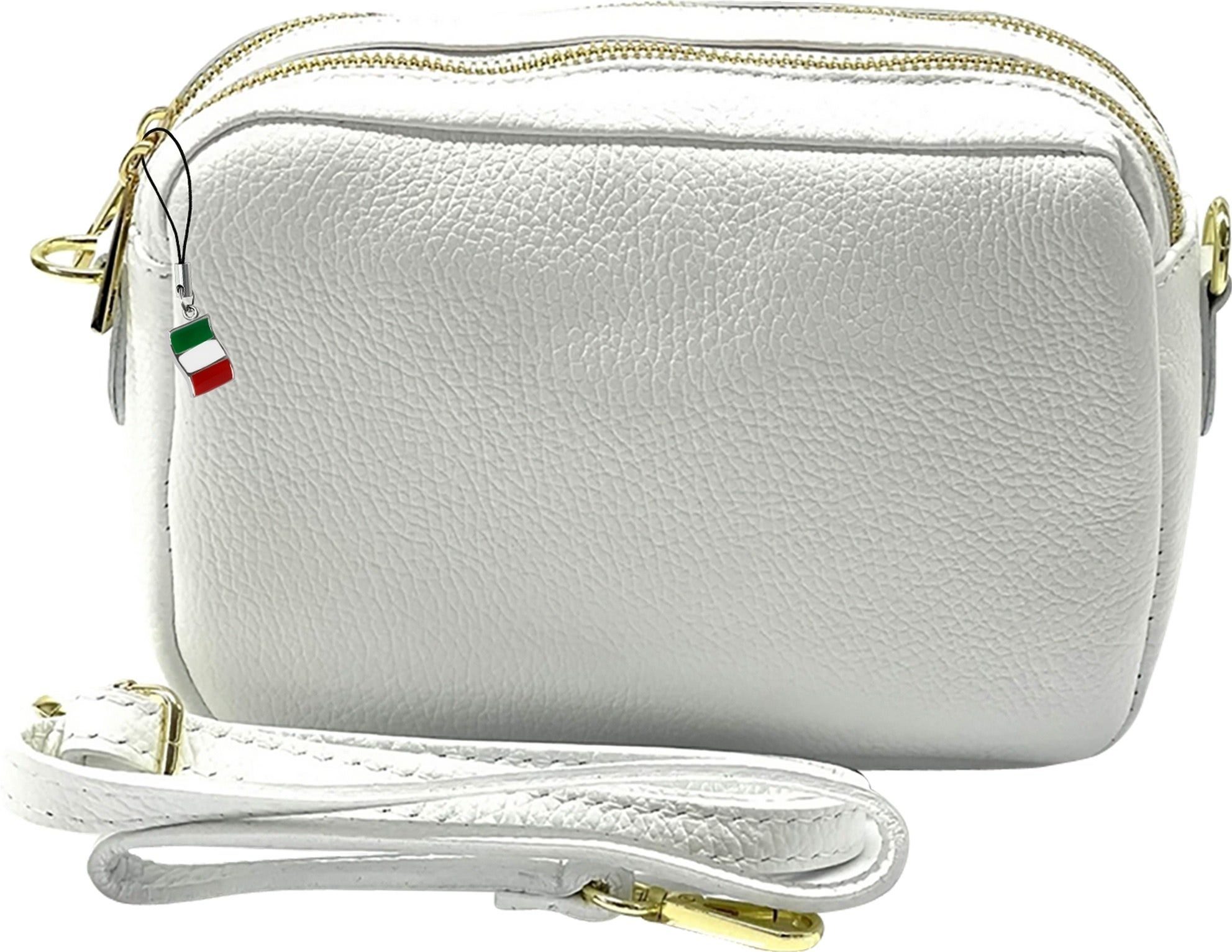 FLORENCE Umhängetasche Florence Umhängetasche Damen Tasche (Umhängetasche), Damen Leder Umhängetasche, weiß ca. 22cm