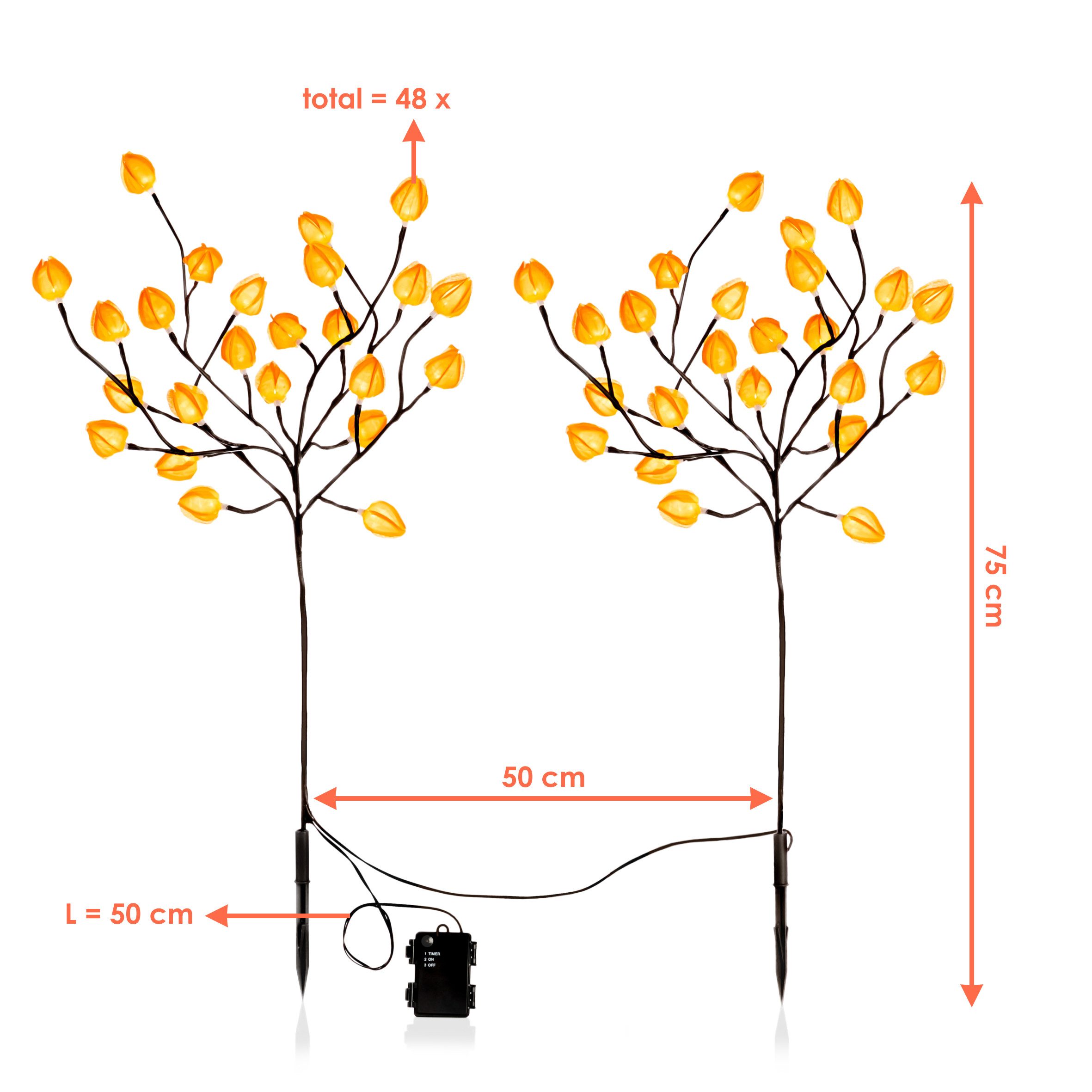 Spetebo Gartenstecker LED Garten Stecker Physalis warm weiß - 2er Set (Set, günstig online kaufen