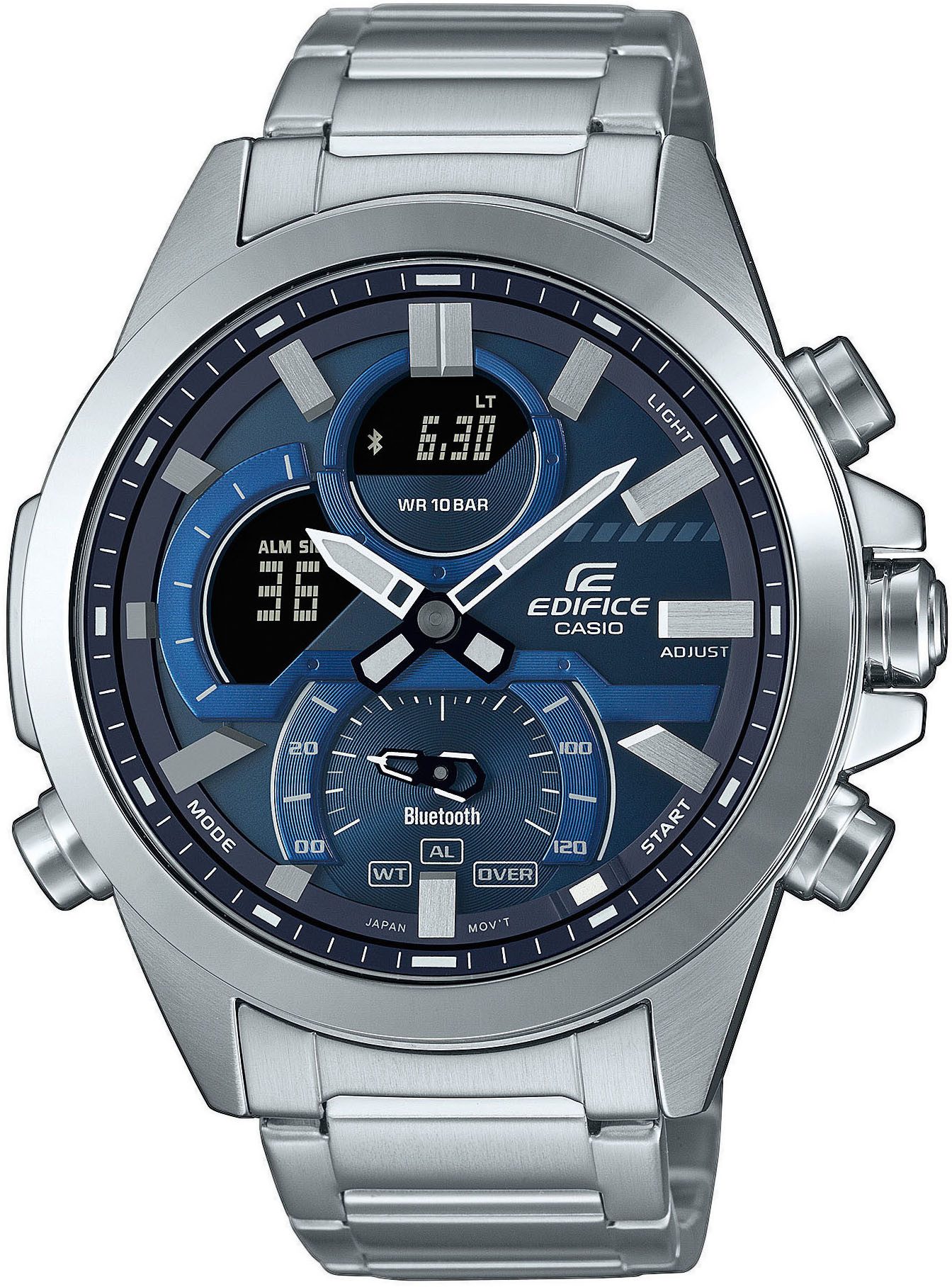 CASIO EDIFICE ECB-30D Smartwatch, Armbanduhr,Herrenuhr,Bluetooth,Stoppfunktion,Weltzeit,Edelstahlarmband