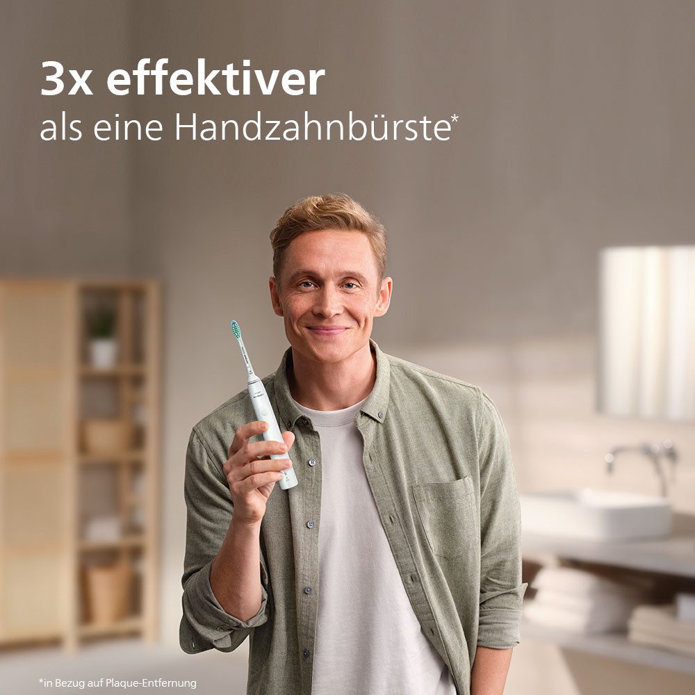 Philips Sonicare Elektrische Zahnbürste Series 3100 HX3673, Aufsteckbürsten: 1 St., mit Schalltechnologie, 4-Quadranten-Timer und 2-Minuten-Timer
