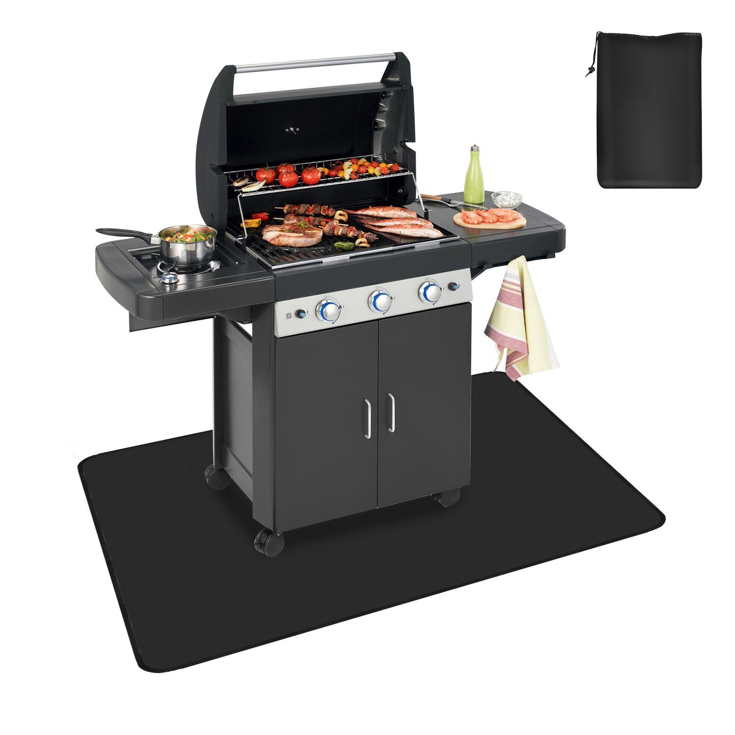 Randaco Bodenschutzmatte Grillmatte Boden BBQ Grillunterlage 97x127CM Grillteppich