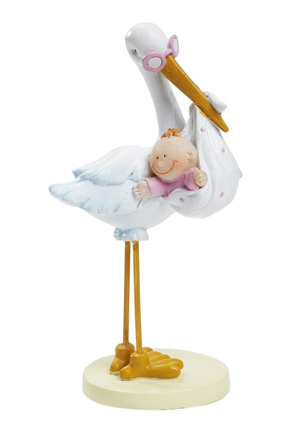 HobbyFun Dekofigur 11cm mit Storch CREApop® Baby Rosa