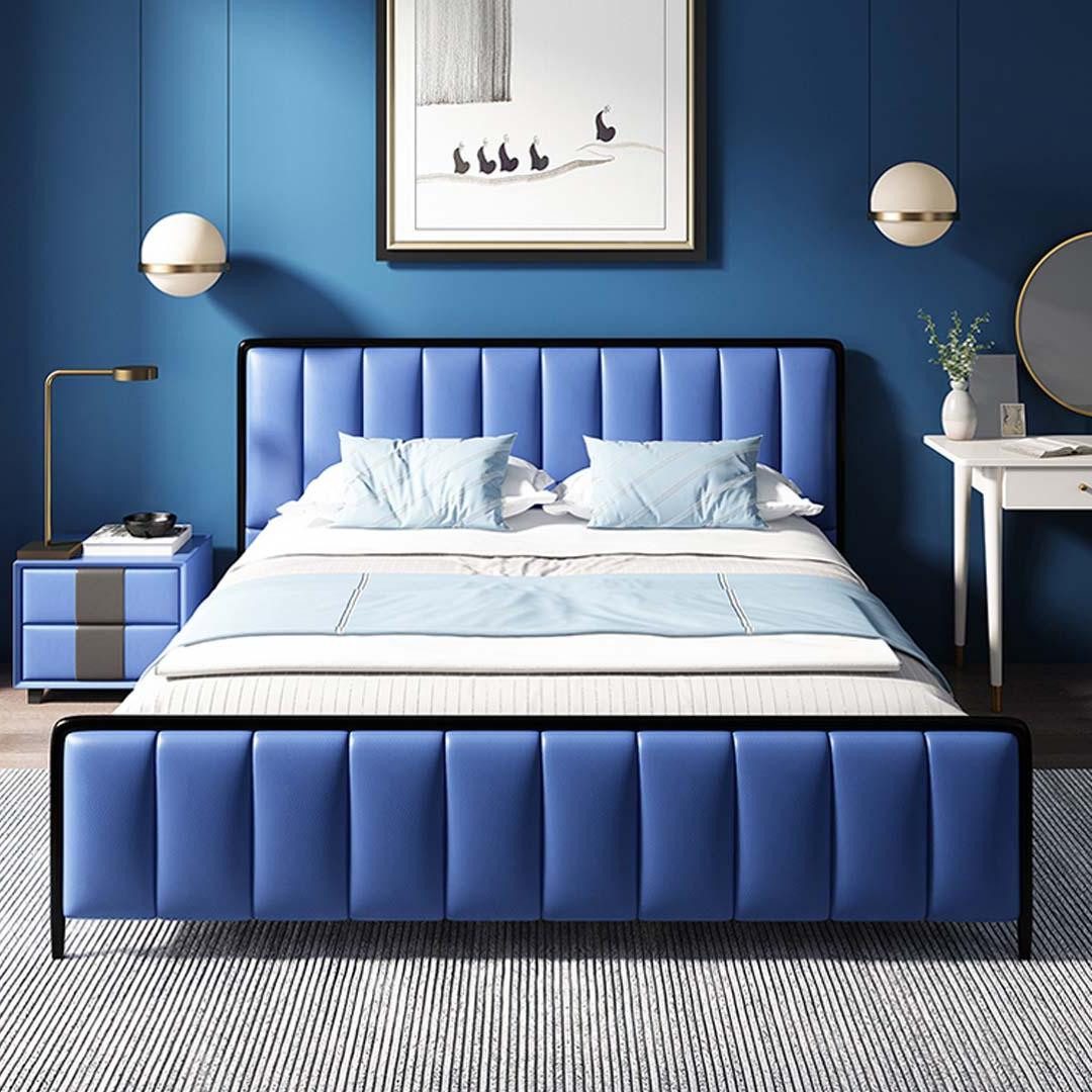 Xlmoebel Bett Doppelbett aus hochwertigem Leder mit elegantem Design (Bett), Hergestellt in Europa