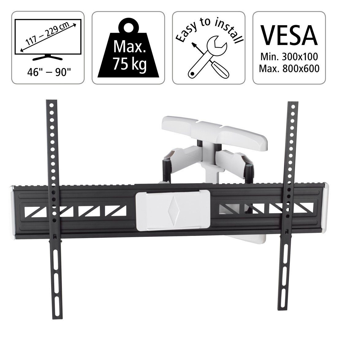 Hama TV-Wandhalterung schwenkbar, vollbeweglich, 117 - 229 cm (46"-90), 50", 55", 65", 75", (bis 90 Zoll)