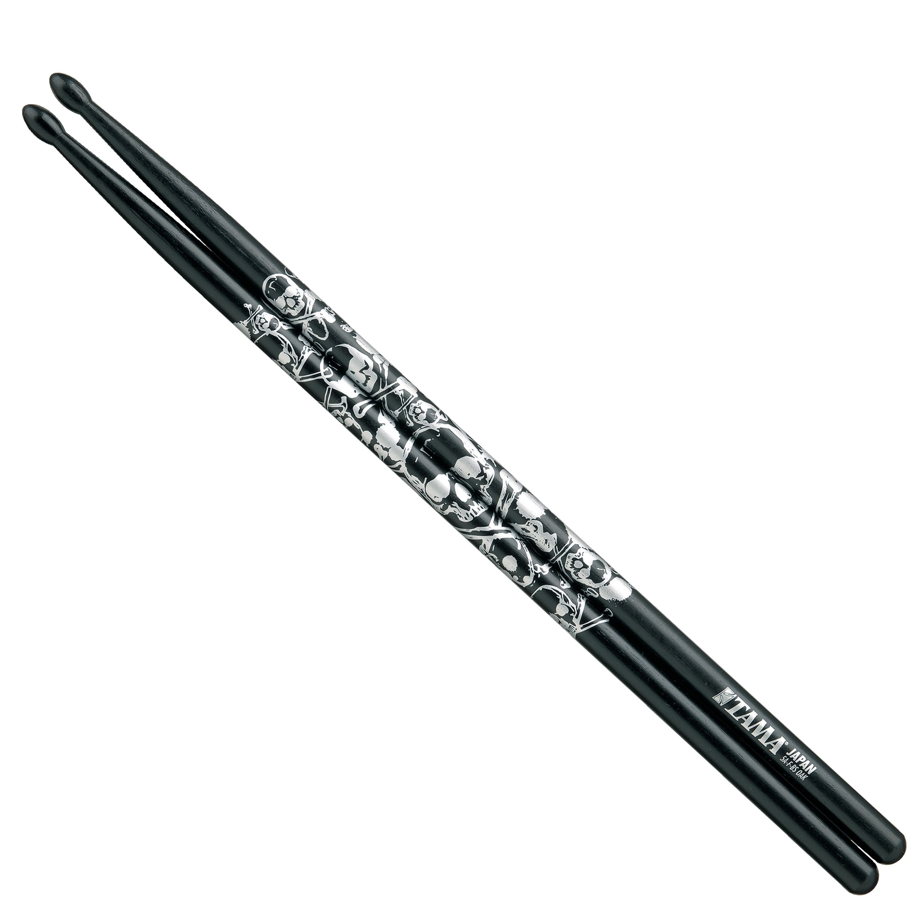 Tama Drumsticks (5A Sticks O5A-S-BS "Skull" Schwarz silberner Druck, Sticks, Beater und Mallets, Drumsticks Holztip), 5A Sticks O5A-S-BS "Skull", Schwarz, silberner Druck - Drumsticks