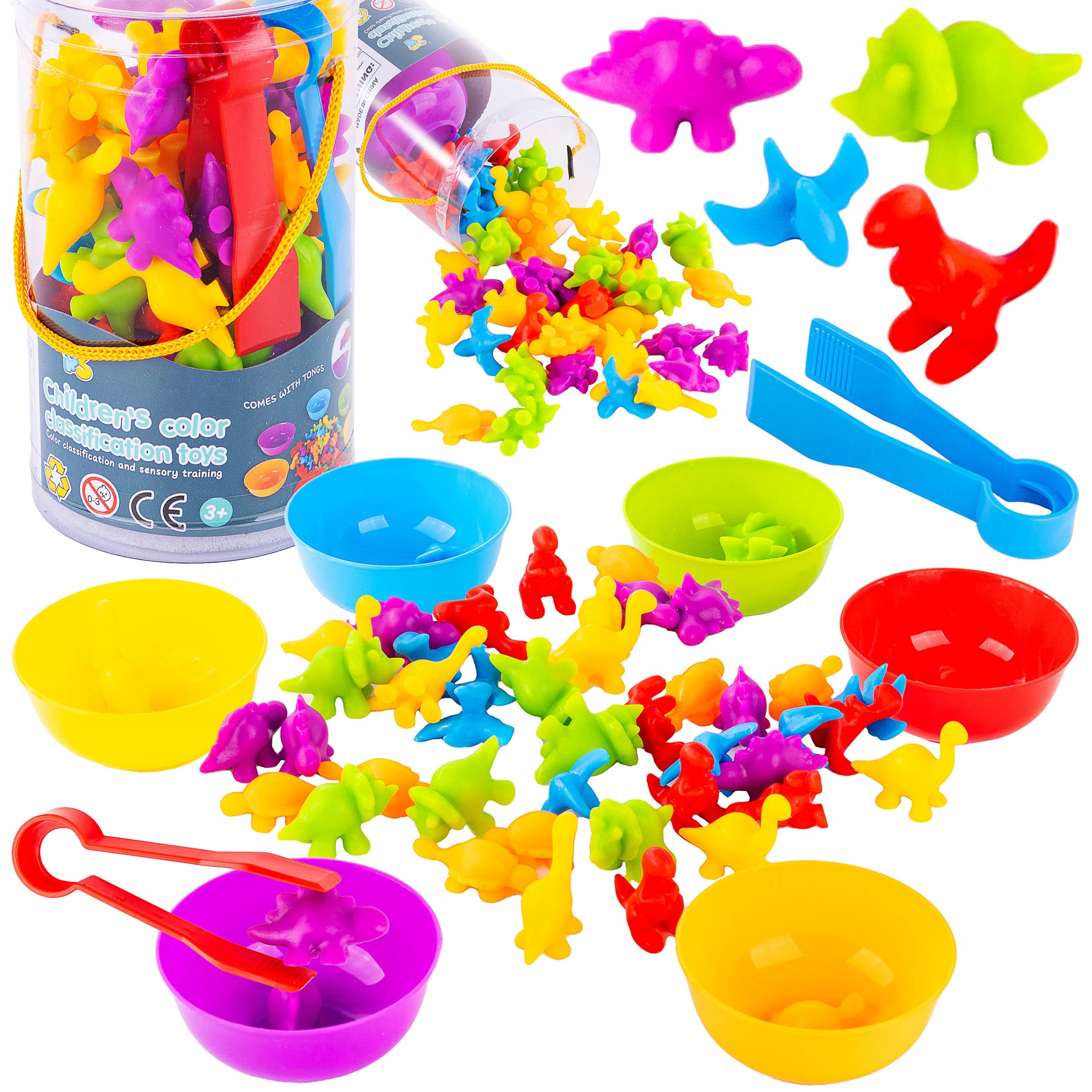 kinderplay Spiel Montessori Spielset Dinosaurier – Farben & Zählen – Lernspaß Kinder