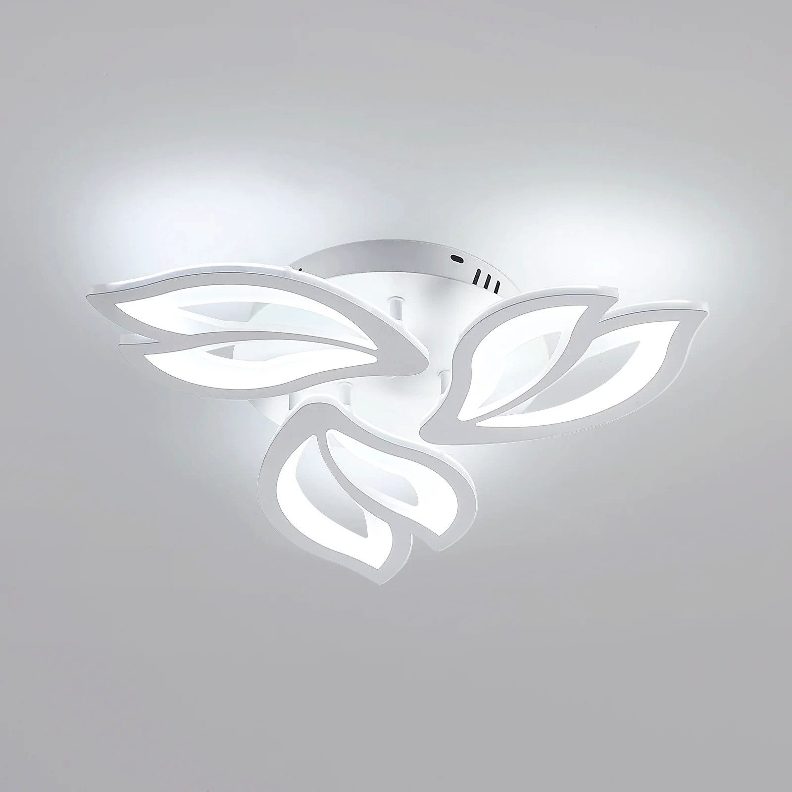Riserva Deckenleuchten Magnolienblüten Deckenleuchte Weiß 3-armig 40W LED mit Acryl, LED wechselbar