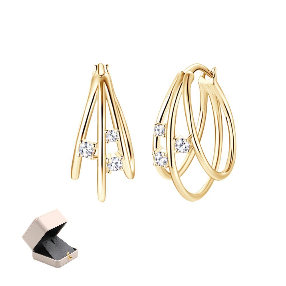 Invanter Paar Ohrhänger Moissanit-Diamant-Ohrringe, GOLD Kreis modisch