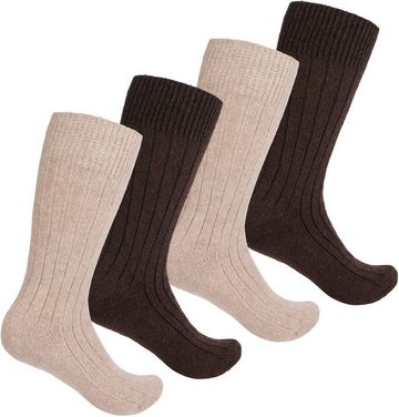 BRUBAKER Socken Alpaka Socken aus 100% Alpakawolle - Warme Feinstrick Wintersocken (Damen und Herren Feinsocken, 4-Paar, Alpakasocken) hohe Unisex Wollsocken für Männer und Frauen