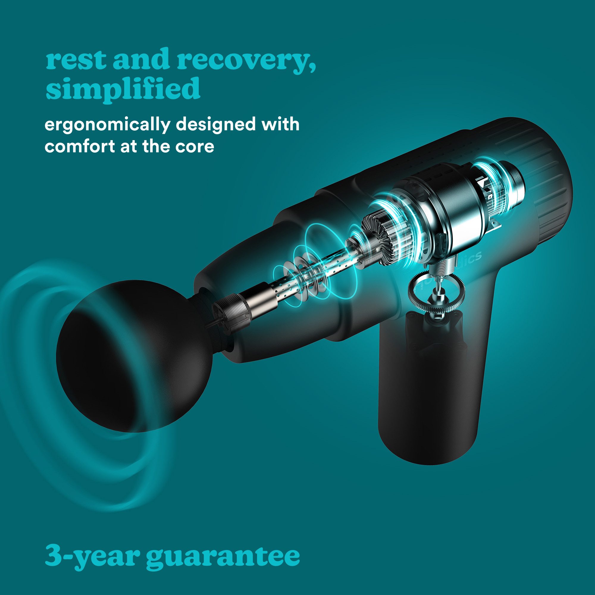 HOMEDICS Massagepistole NOVO PGM-45BK Muskelmassagegerät USB-C, 6-teiliges Set mit 4 Aufsätzen, Kabel und Etui, 6 Intensitätsstufen, 4 Massageköpfe, Reise-Etui