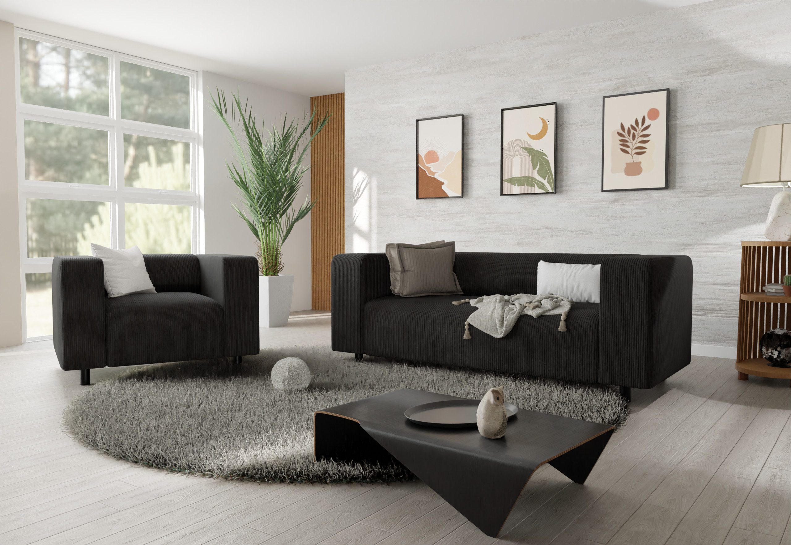 S-Style Möbel Polstergarnitur 2+1 Gustav aus Cord-Stoff mit bequemem Sitz, günstig online kaufen