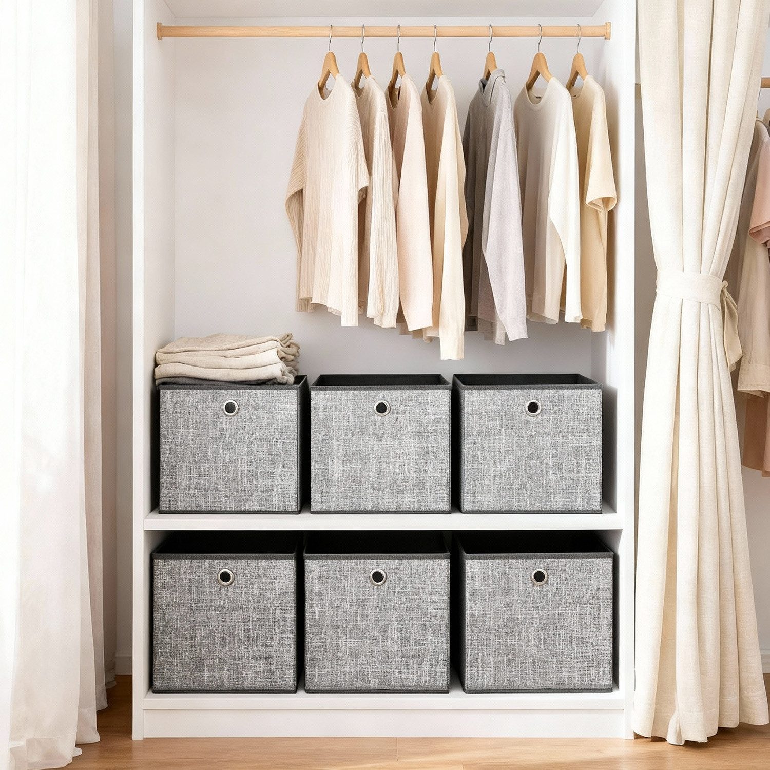 Sekey Aufbewahrungsbox Aufbewahrungsboxen aus Vliesstoff mit Griff – faltbare Stoffboxen, Faltbox Organizer für Kleidung Aufbewahrungsboxe für Schrank und Regal