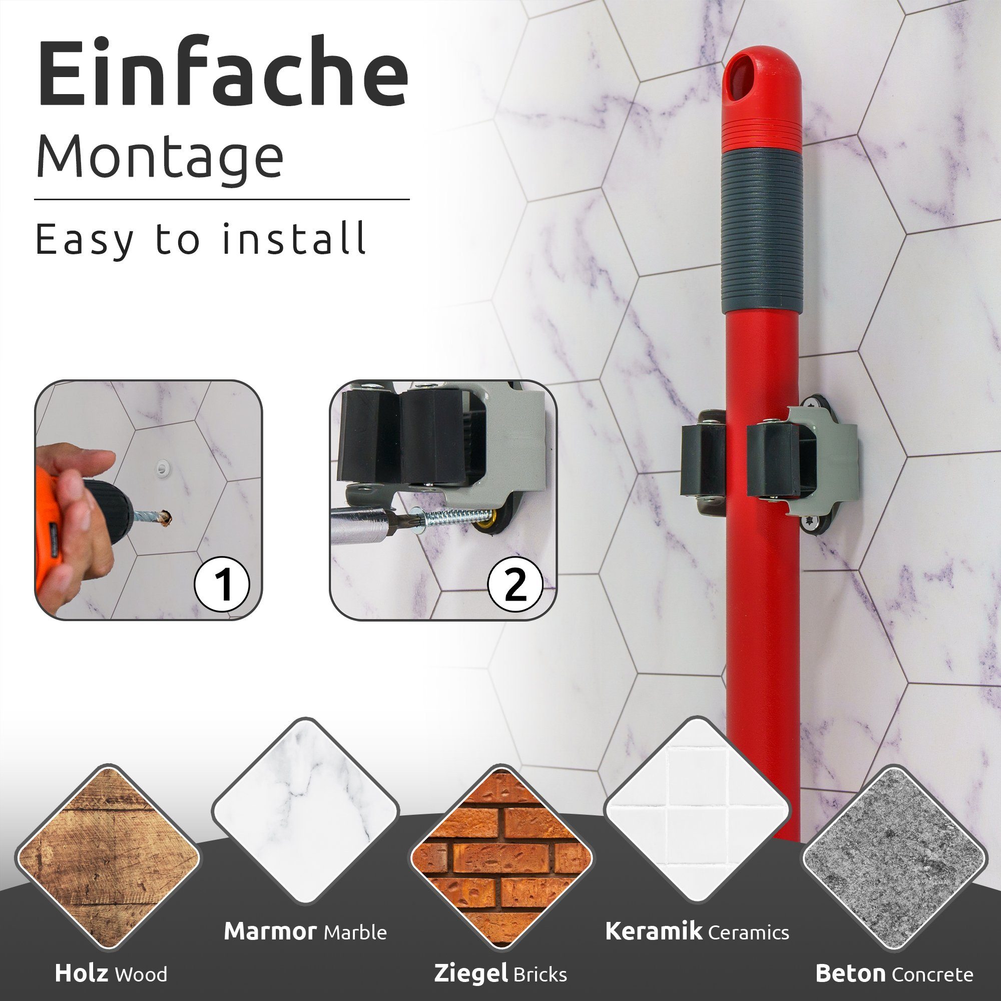 ECENCE Gartengerätehalter 8x Gerätehalter Besenhalter Gartengerätehalter – Bild 3 von 5