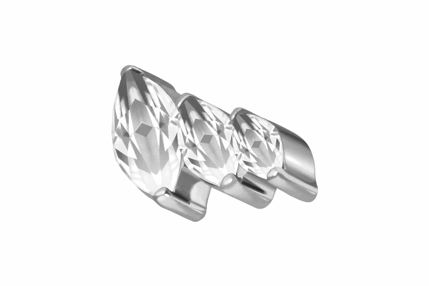 PIERCINGLINE Piercing-Set Titan Aufsatz mit Push Pin 3 EINGEFASSTE KRISTALLTROPFEN (Push Pins, 1-tlg)