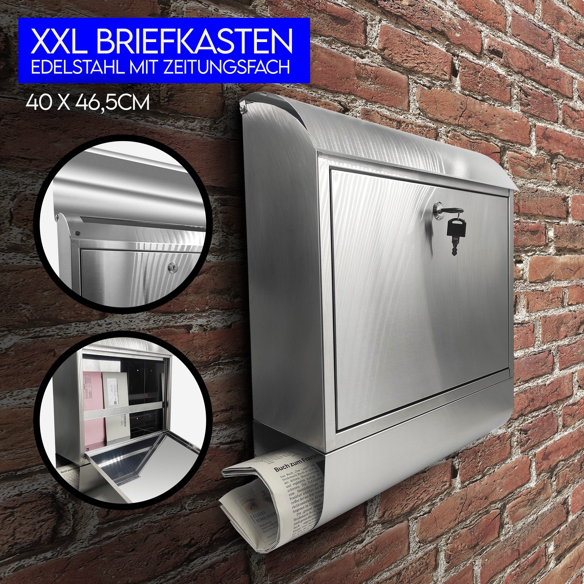 DM-Handel Briefkasten Edelstahl Briefkasten mit 2 günstig online kaufen