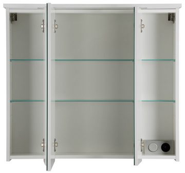 Schildmeyer Spiegelschrank Profil 16 Breite 80 cm, 3-türig, LED-Beleuchtung, Schalter-/Steckdosenbox