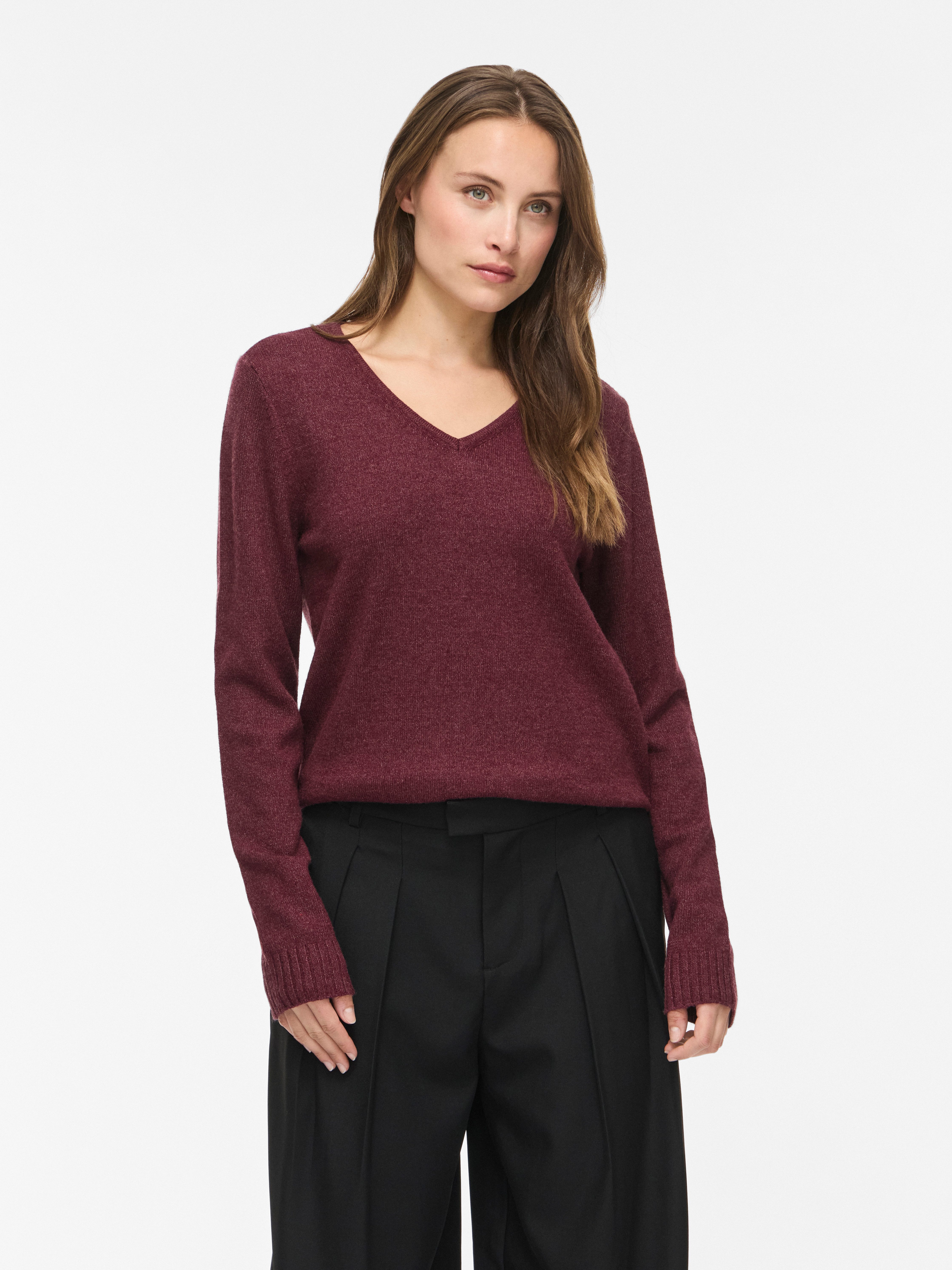 V-Ausschnitt-Pullover VIRIL V-NECK L/S KNIT TOP - NOOS