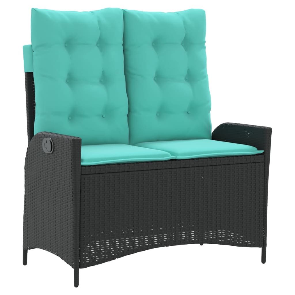 Gartenbank Gartenbank Verstellbar mit Kissen Schwarz Poly Rattan