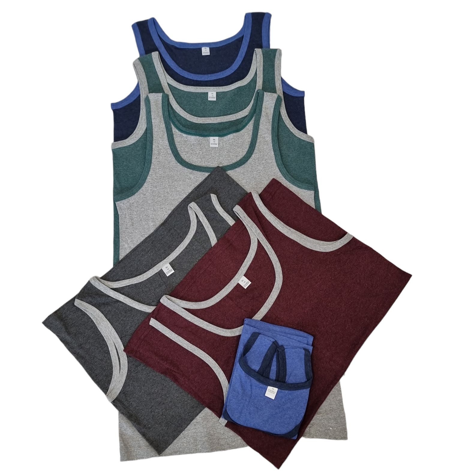 Toker Collection® Achselhemd Achselhemd Herren Unterhemd meliert im 6er Pack,Restposten (Sparpack, 6er-Pack) Feinripp