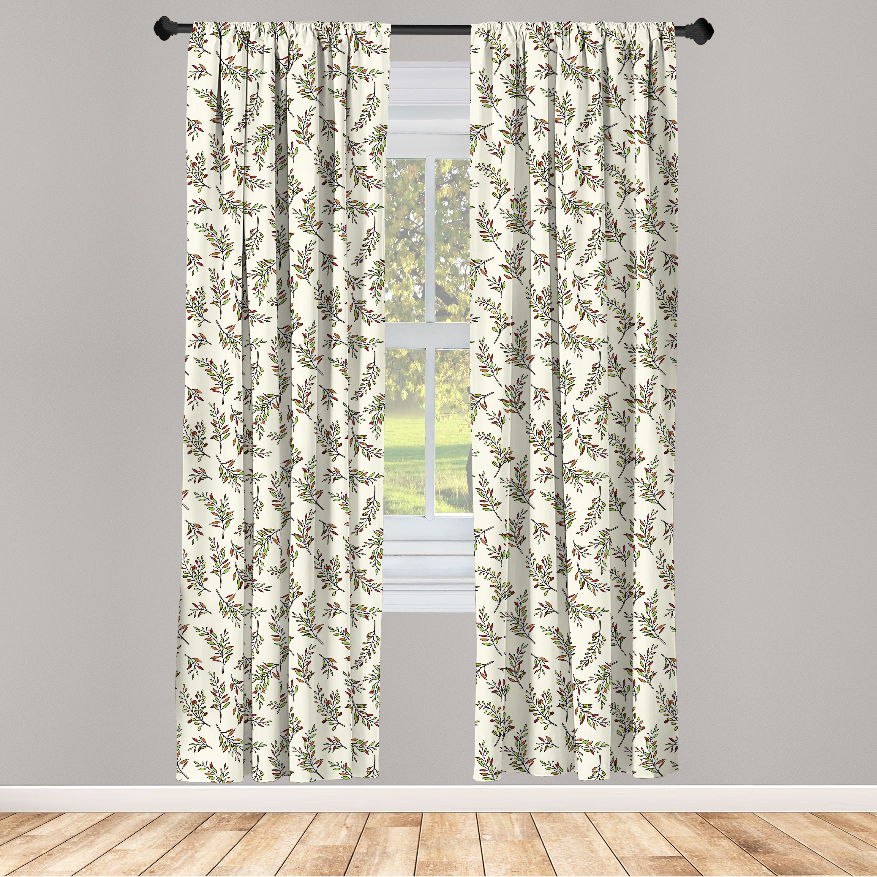 Gardine Vorhang für Wohnzimmer Schlafzimmer Dekor, Abakuhaus, Microfaser, Blumen Saisonale Blätter Zweige