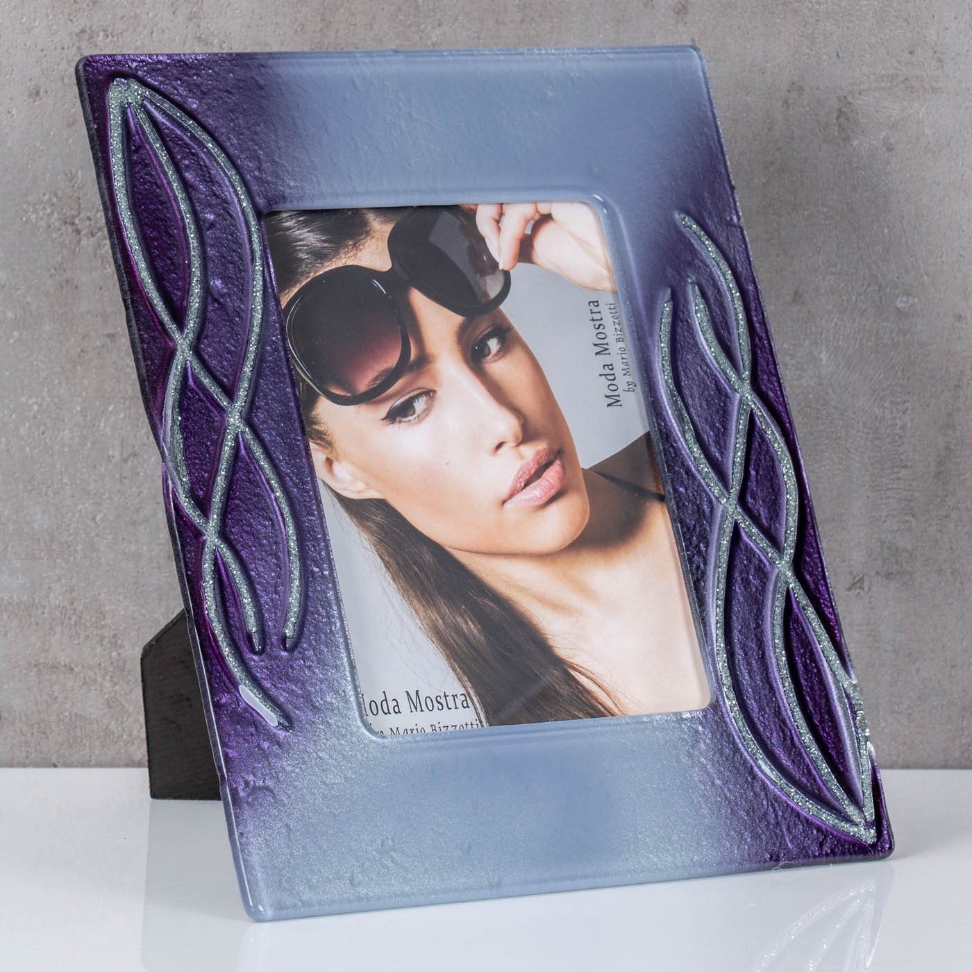 - aus Design Bilderrahmen, Fotorahmen Levandeo® Bilderrahmen violett Glas hochwertiges