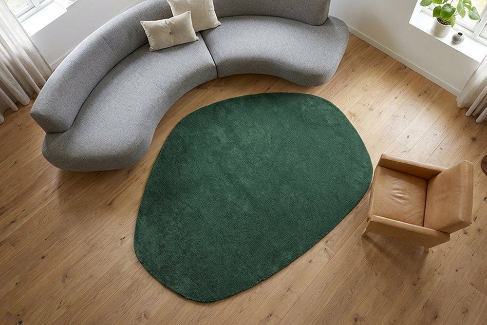 riess-ambiente Designteppich ORGANIC 180x120cm grün - Baumwolle, Hochflor, Indoor, organische Form, oval, Höhe: 2.5 mm, Geeignet für Fußbodenheizungen - ideal für Wohn- und Schlafzimmer