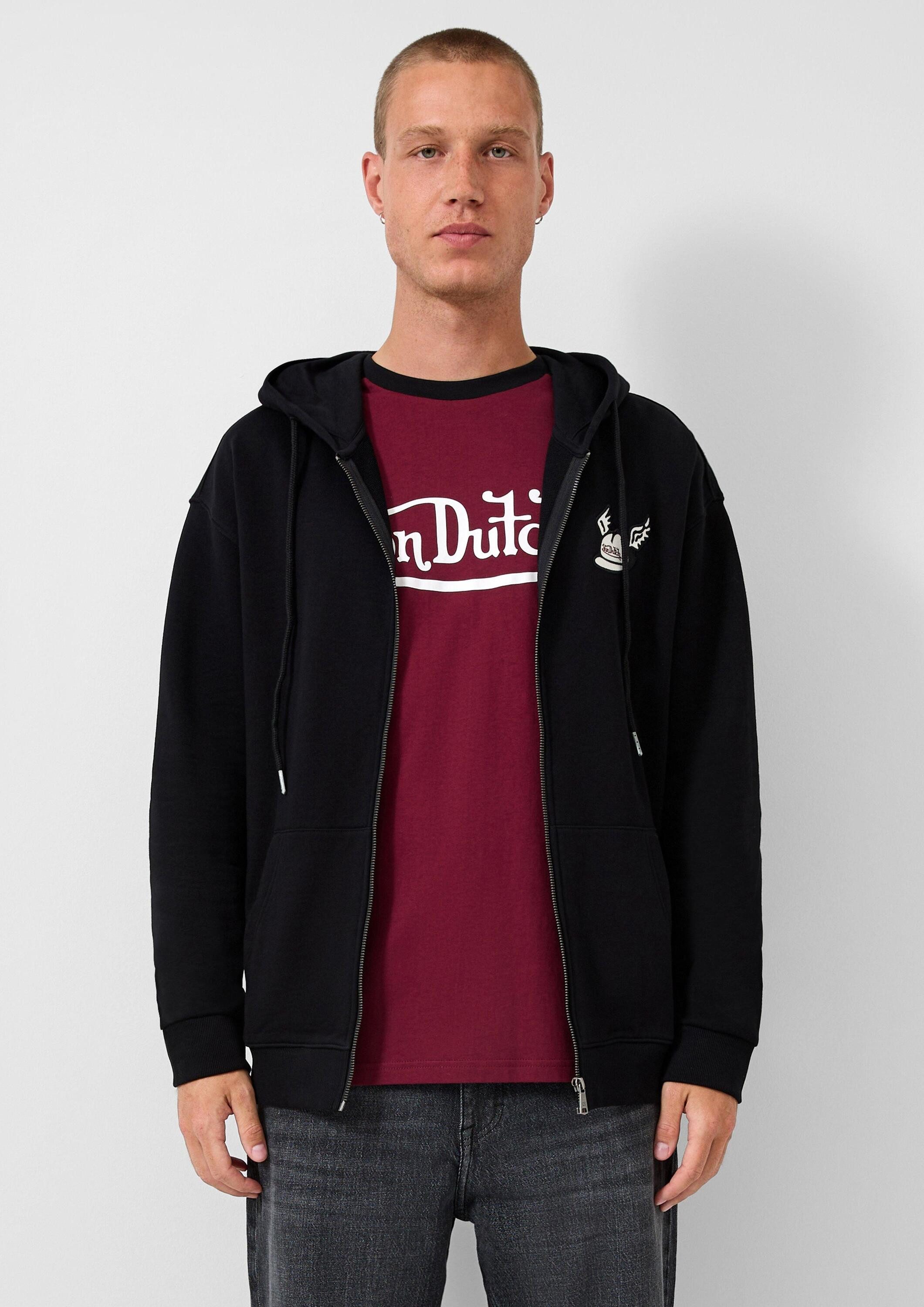 QS Sweatjacke Sweatshirt Jacke Sweatjacke mit Stickerei und Patch, QS x Von Dutch