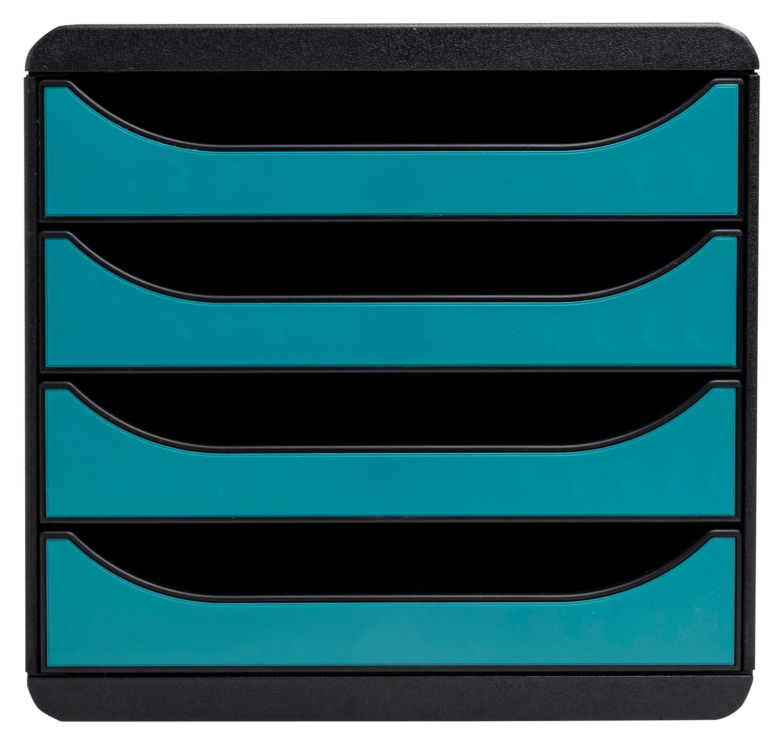 EXACOMPTA Schubladenbox Big Box, Schubladenbox + 4 Schubladen, Skandi, Bleu Pacifique, 31034D, Boxen einzen